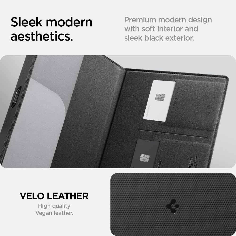 Spigen Car Registration And Insurance Card Holder Premium Velo Vegan Leather Designed For New Tesla Model Y 2025 Refresh & 3/Y/S