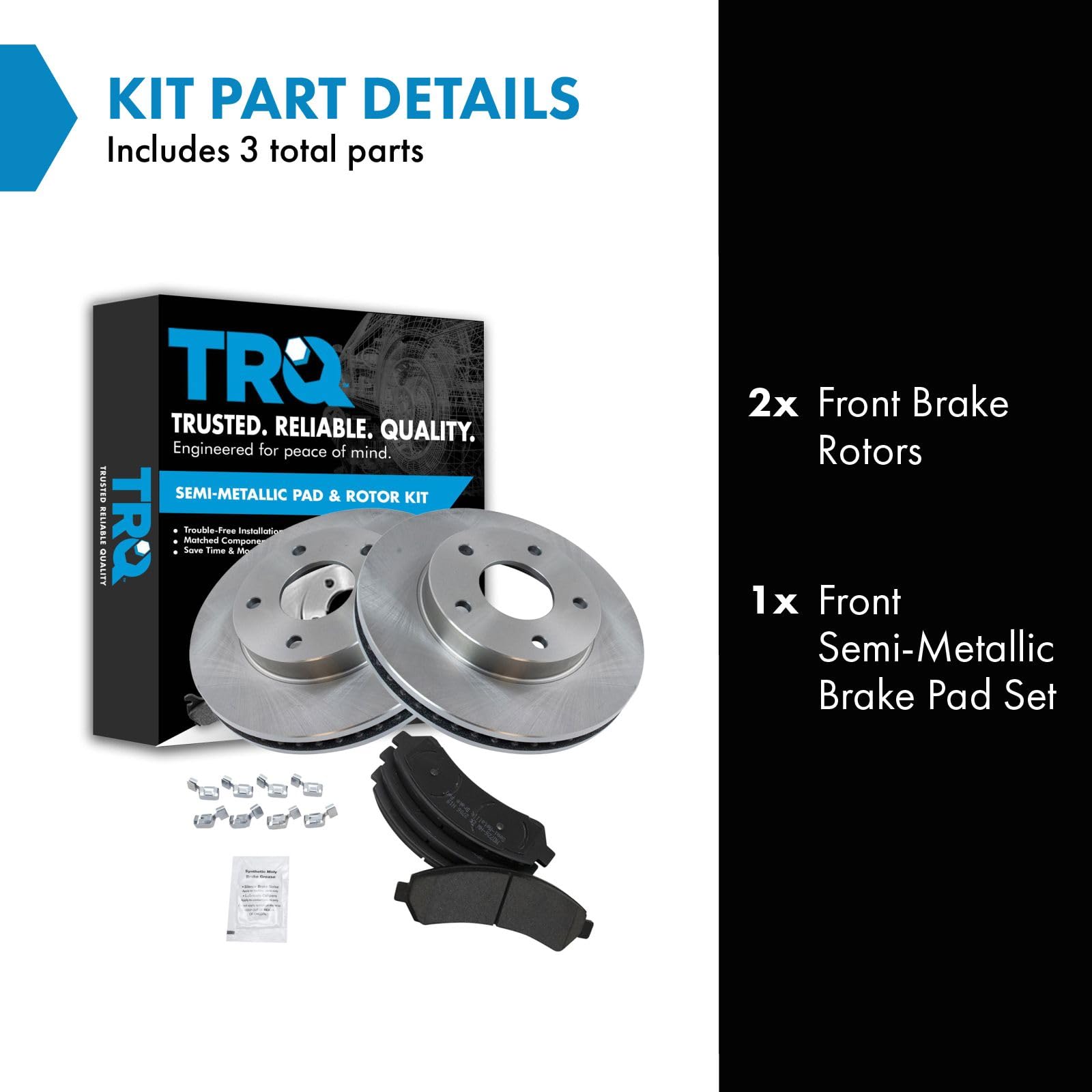 Trq Front Brake Pad & Rotor Kit Brake Pads Brake Rotor Semi-Metallic Compatible With 1997-2005 Chevrolet Blazer 1998-2004 S10 19