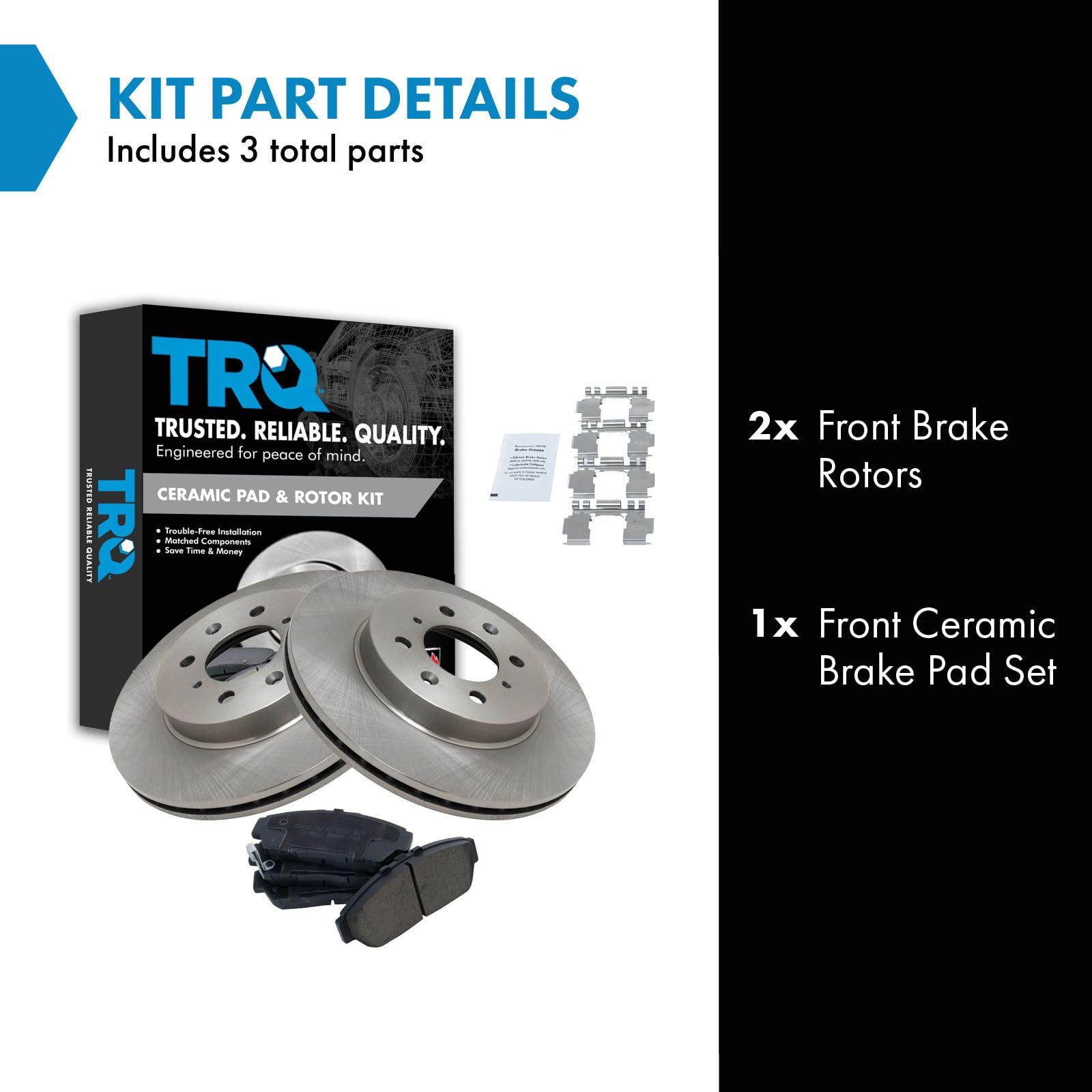 Trq Front Brake Pad & Rotor Kit Brake Pads Brake Rotor Ceramic Compatible With 1994-2001 Acura Integra 1993-1995 Honda Civic