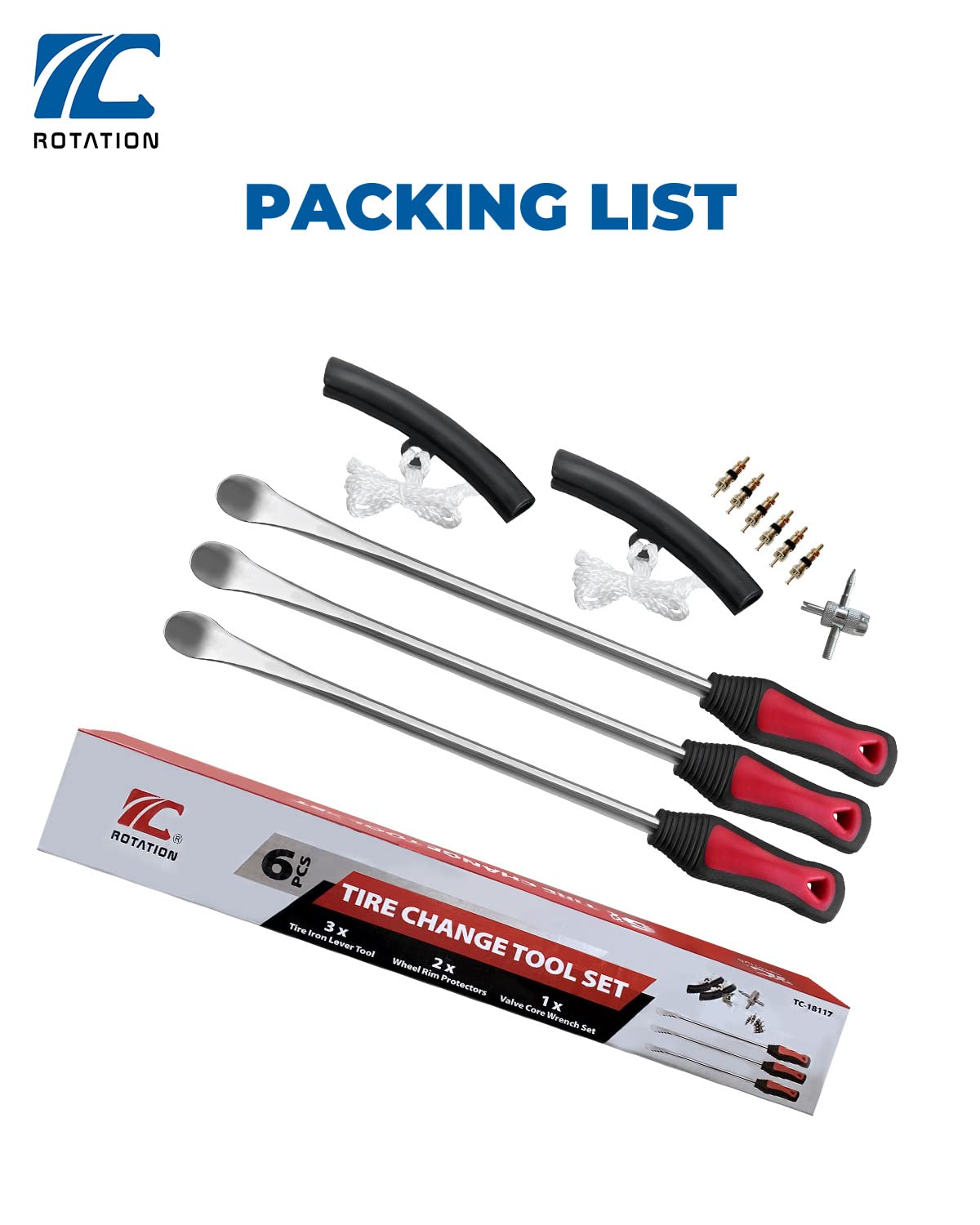 Rotation Tire Lever Iron Tool Kit, 14.5 Inch Steel, Professional Tire Changing Tools For Motorcycle, Dirt Bike, Lawn Mower | 3-Piece Set