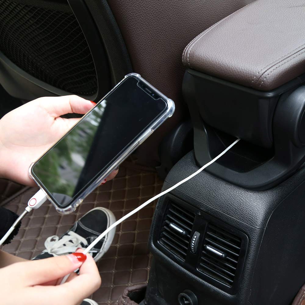 YIWANG Car Armrest Storage Box Tray for X1 F48 2016-2019 & X2 F47 2018-2019, Black Plastic Leather, Left Hand Drive