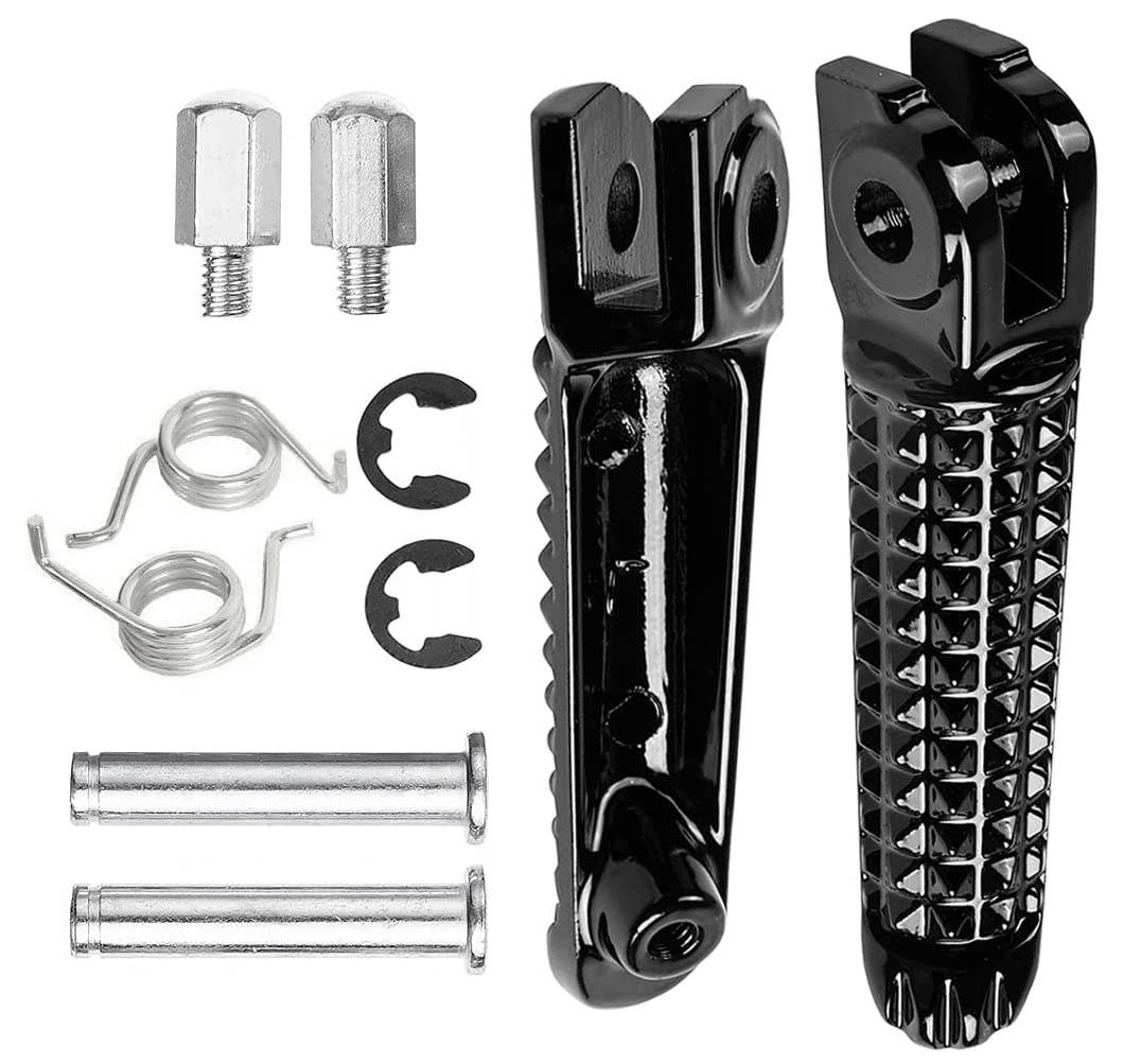 Vpzmt Front Foot Pegs Footrests Pedal Fits For Yamaha Yzf R1 1992-2019/Yzf R1S R1M 2015-2023/Yamaha Yzf R6 1999-2020/Yamaha Yzf R6S 2003-2009 (Front-Black-1)