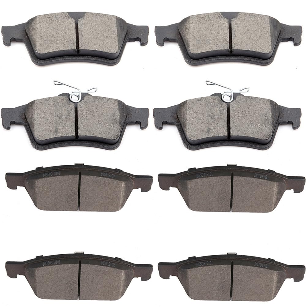 Scitoo D1645 D1095 Front Semi-Metal Rear Ceramic Brake Pads Sets - Fit For Ford Escape 2013-2016, Focus 2013-2018, Transit Conne