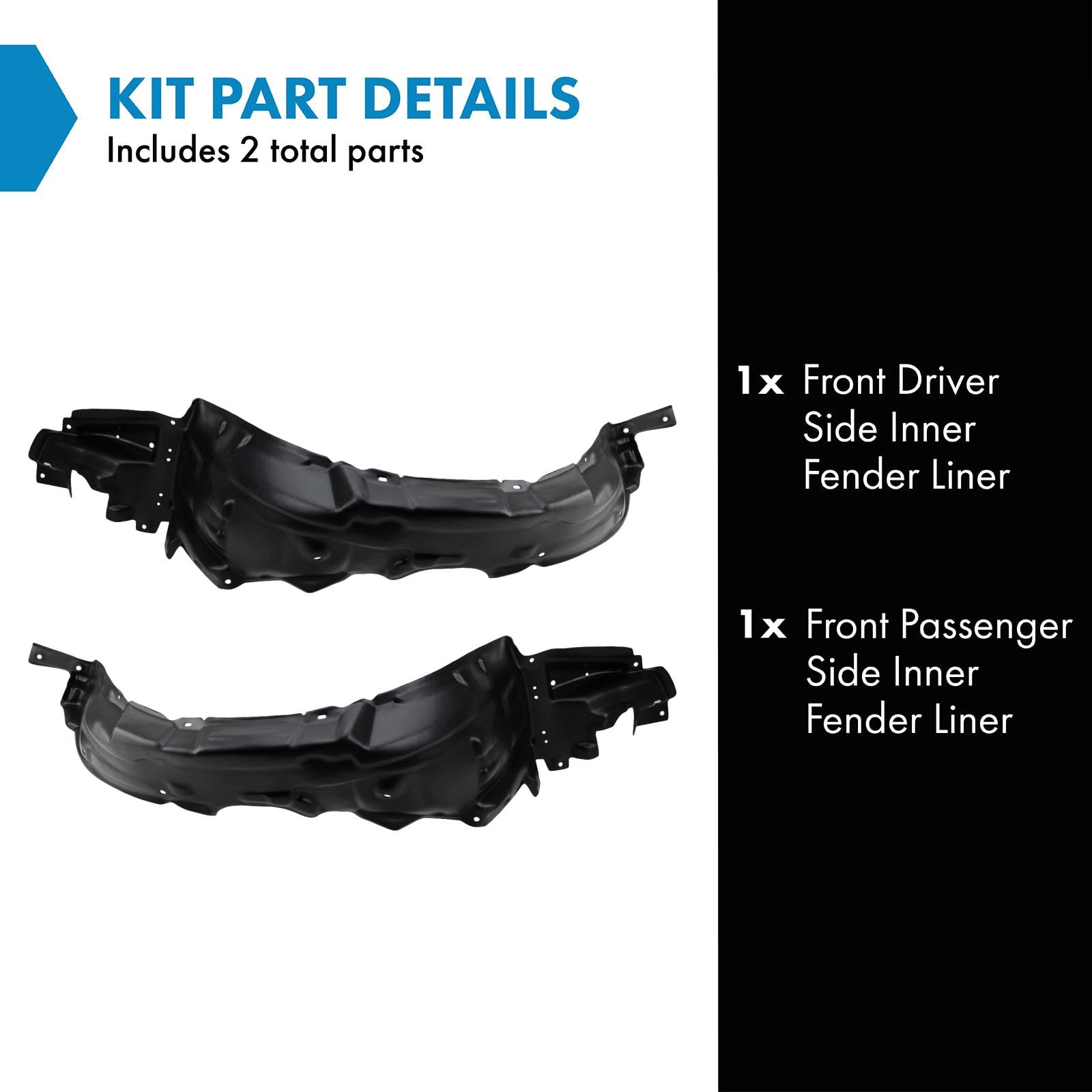 Trq Front Inner Fender Liner Set Compatible With 2004-2009 Toyota Prius To1250116 To1251116