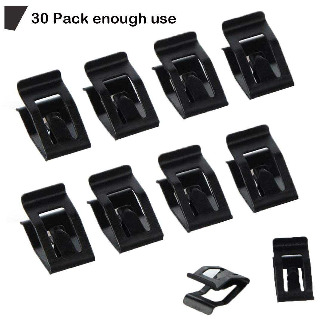 30 Pack Black Metal Retainer Clips, Universal Automotive Car Interior Front Console Dash Dashboard Trim For Ford Mazda Audi