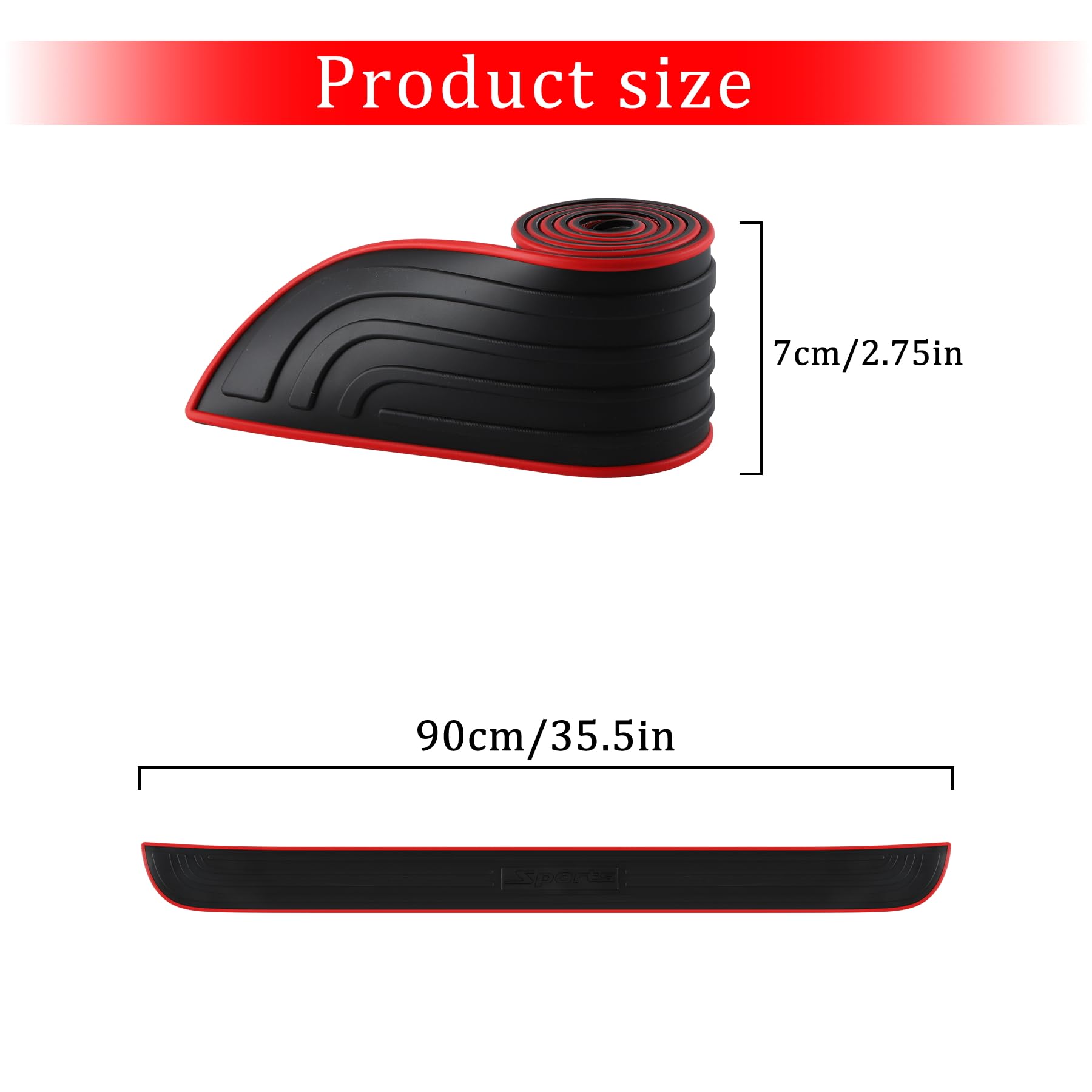 Singaro Car Rear Bumper Protector, 35.5Inch X2.75Inch Car/Suv Universal Rubber Anti-Scratch Trunk Exterior Accessories(Black)