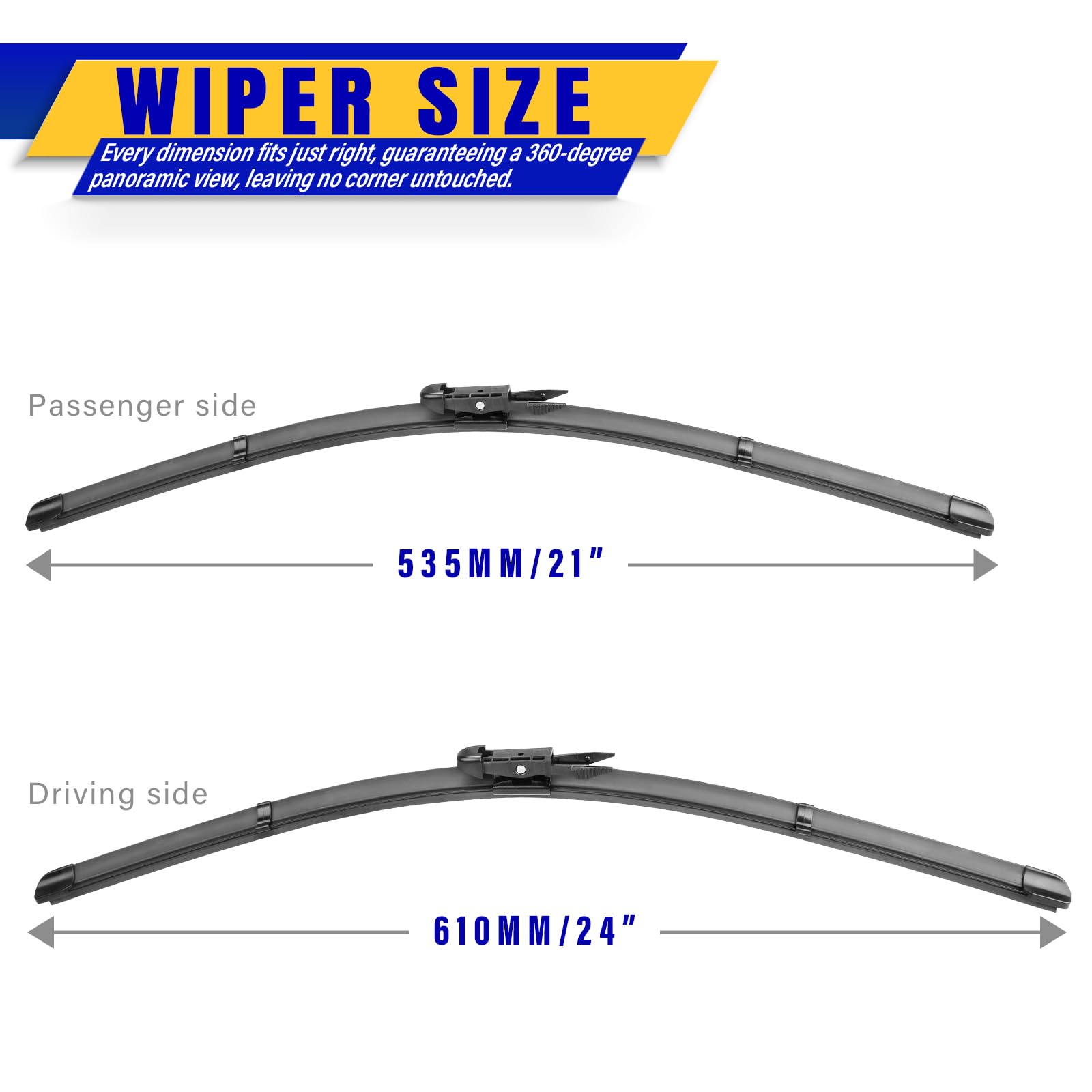 2 Wipers Replacement For 2012-2017 Chevy Traverse/Buick Enclave /2012-2016 Acadia Mk1/2008-2011 Buick Lucerne, Windshield Wiper Blades Original Equipment Replacement - 24'/21' (Set Of 2) Pinch Tab