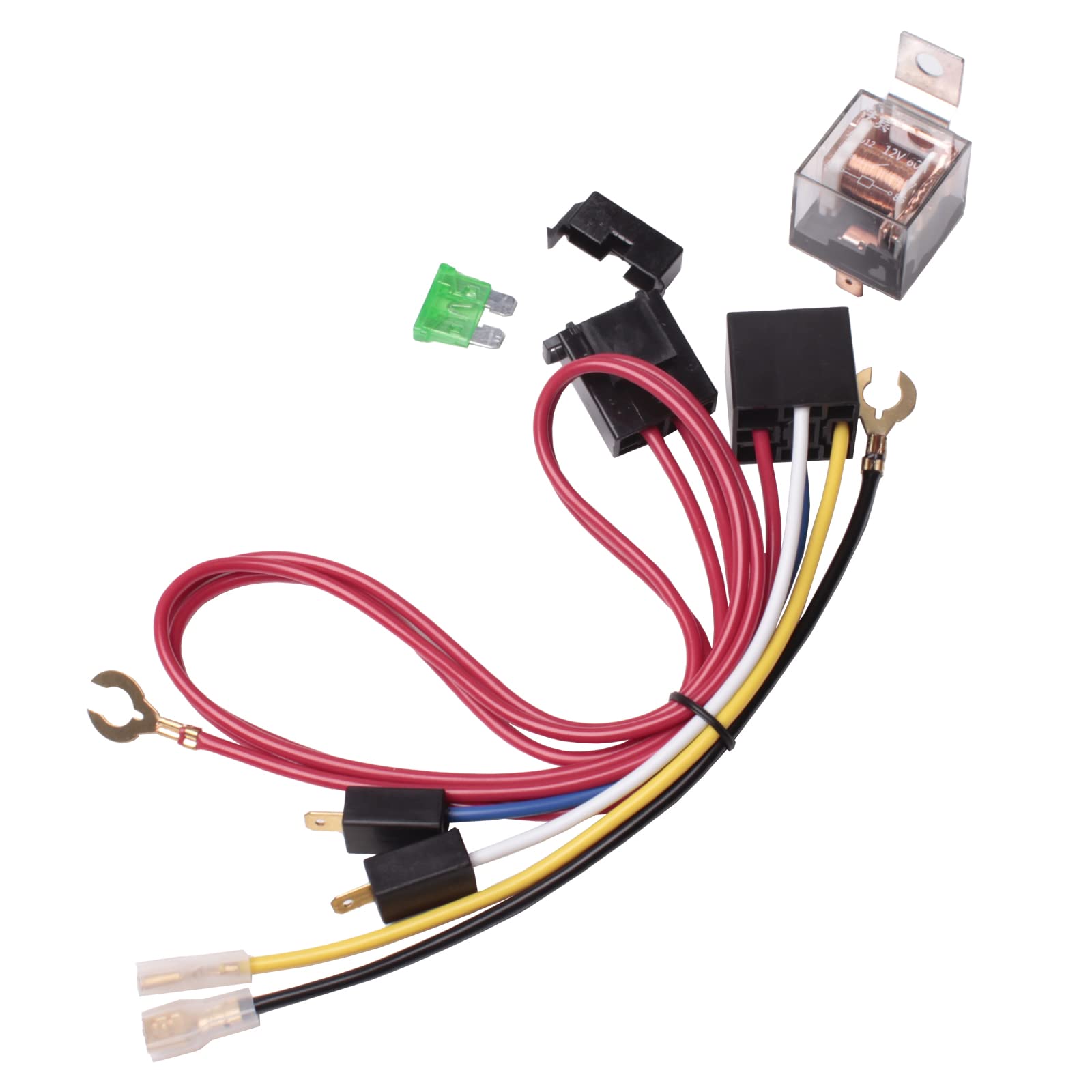 Farbin Air Horn Relay Wiring Harness Kit 12V 80 Amp For Car Truck Motorcycle (Relay 4 Pin Single Horn Wiring Harness, 12V)