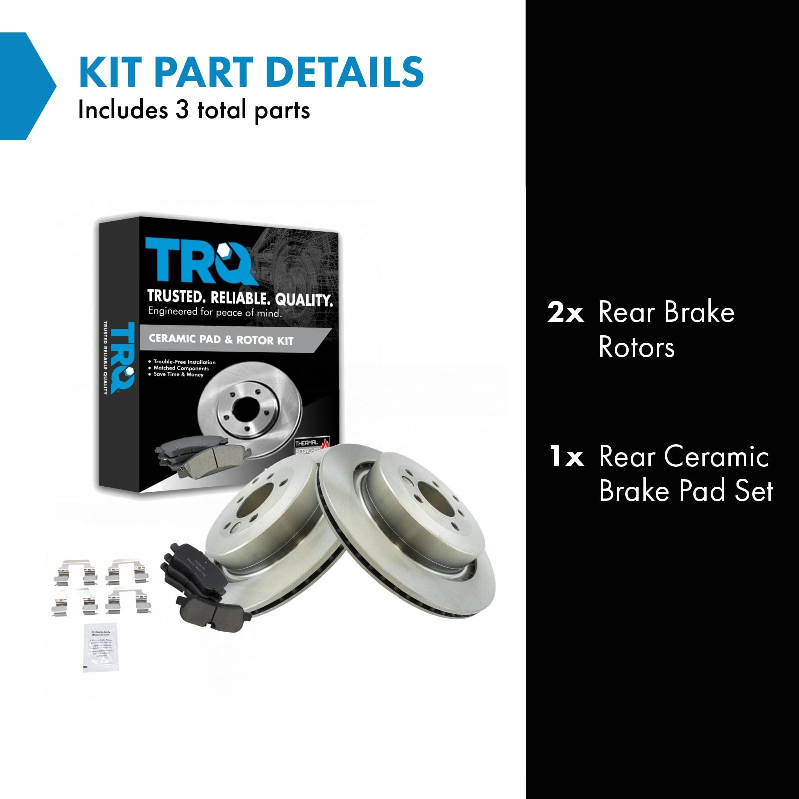 Trq Rear Brake Pad & Rotor Kit Brake Pads Brake Rotor Ceramic Vented Compatible With 2005-2009 Land Rover Lr3 2010-2016 Lr4 2006