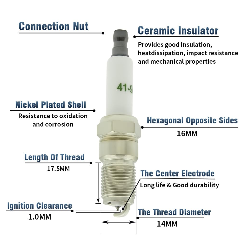 Spark Plugs and Wires for Chevy 5.3L, Spark Plug 41-962 * 8 + Spark Plug Wires *8 9748HH 10.2mm (red) Fit for Chevrolet Silverad