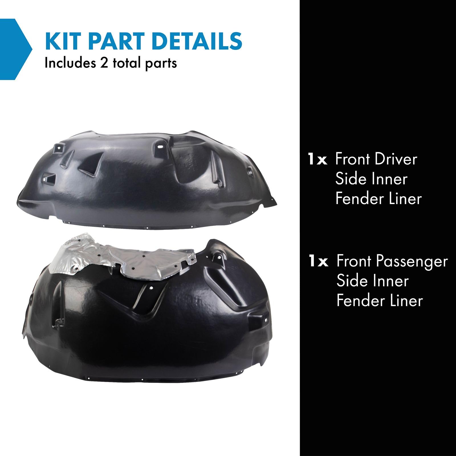 Trq Front Inner Fender Liner Set Compatible With 2005-2010 Dodge Dakota 2011 Ram Ch1248129 Ch1249129