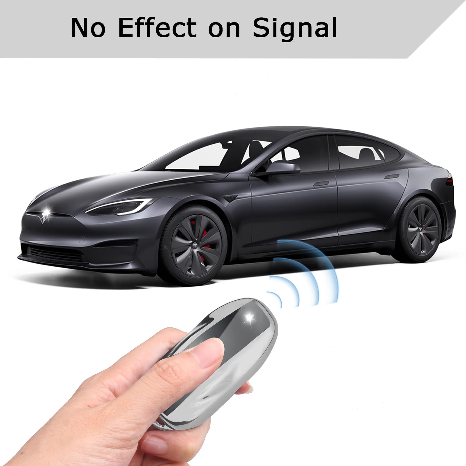 Qbuc For Tesla Key Fob Cover With Keychain Soft Tpu Protection Case Compatible With Tesla Model S (Silver)