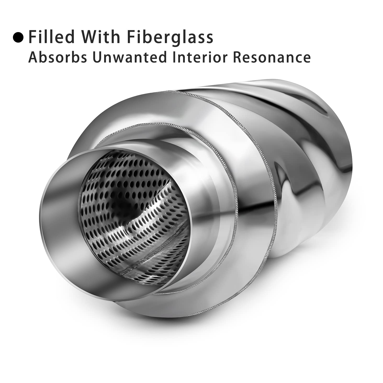 Peastorm Glasspack 2.5 Inch Muffler Exhaust Pipe, Universal Performance Resonator Dual Loud Exhaust Tip 2.5 Inch Inlet For Trucks Car