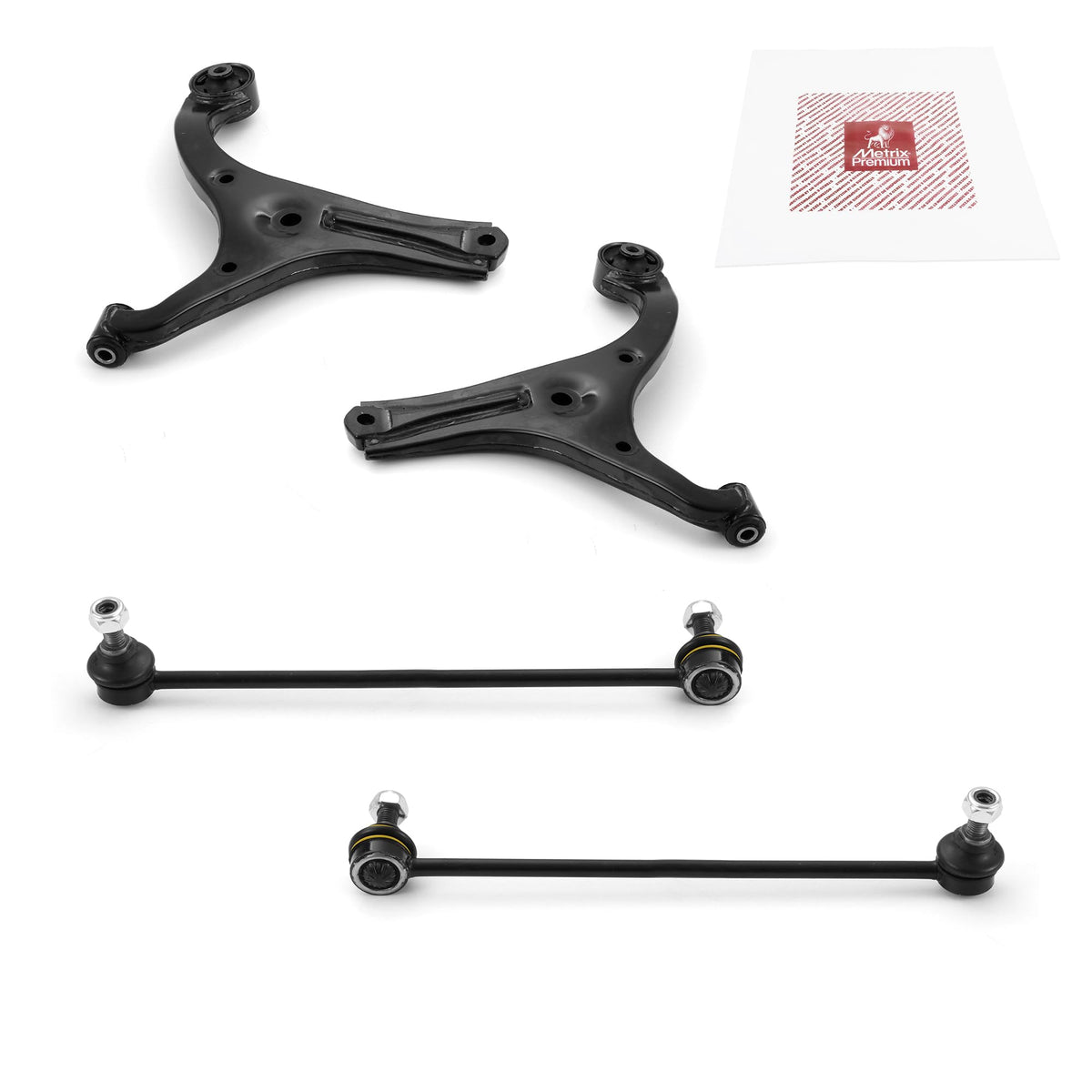 Metrix Premium Chassis Parts - 4 Pc Front Lower Control Arm & Front Sway Bar Stabilizer End Link Kit Fits 06-11 Hyundai Accent,