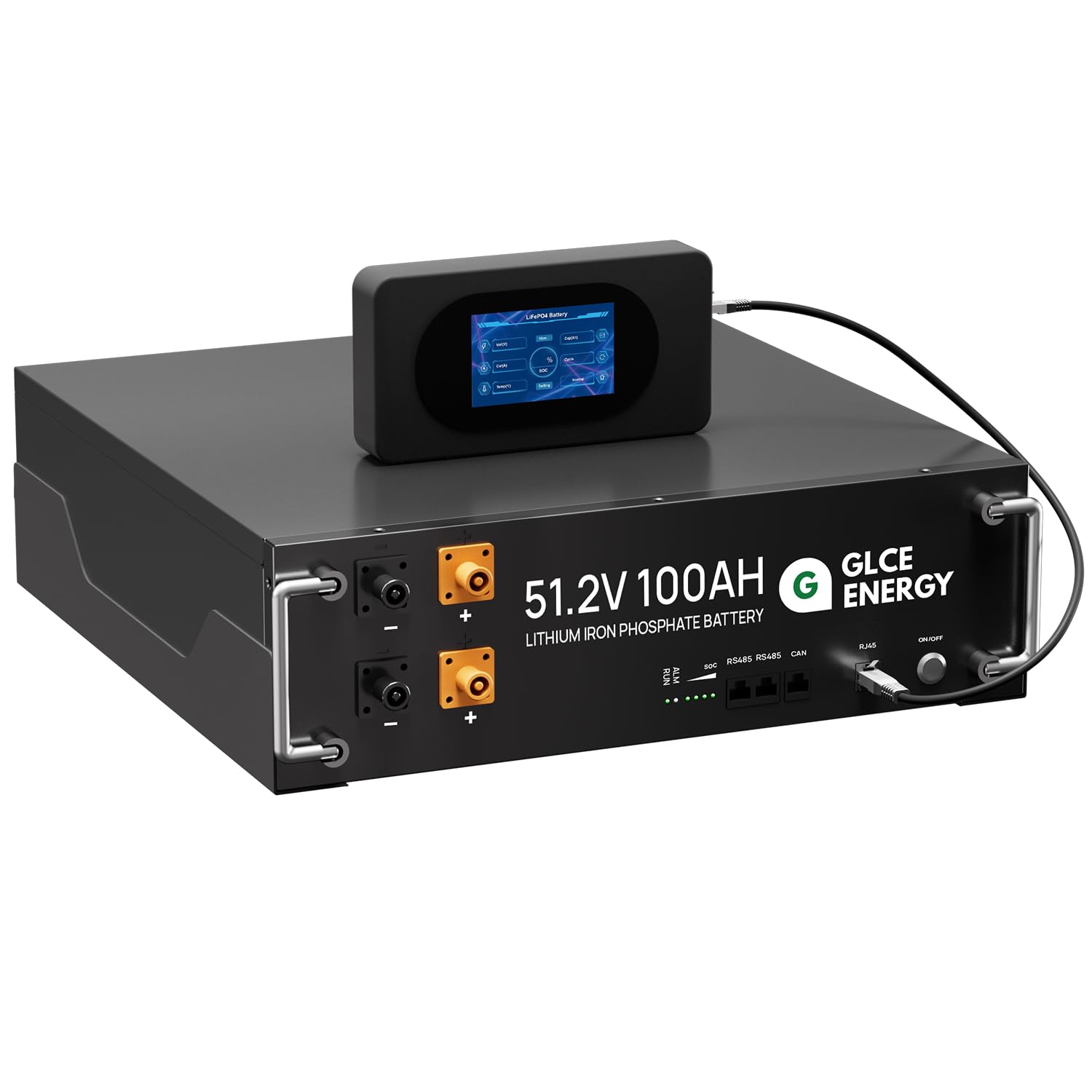 48V 100Ah Lifepo4 Lithium Battery, Large Lcd Display, With Can And Rs485 Communication Interface, 100A Smart Bms, 5120Wh Battery For Rv, Solar, Home Energy Storage