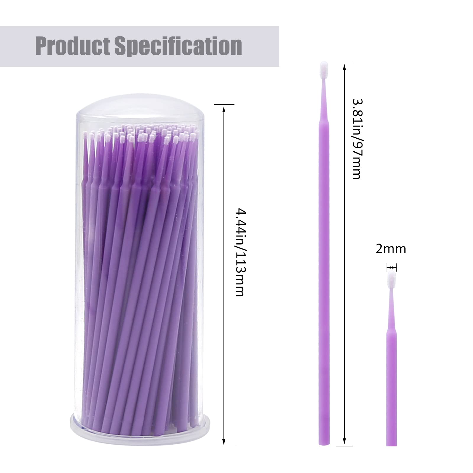 Touch Up Paint Brushes For Automotive Paint Chip Repair Disposable Micro Applicators (S:1.5Mm, Purple)-100 Pieces