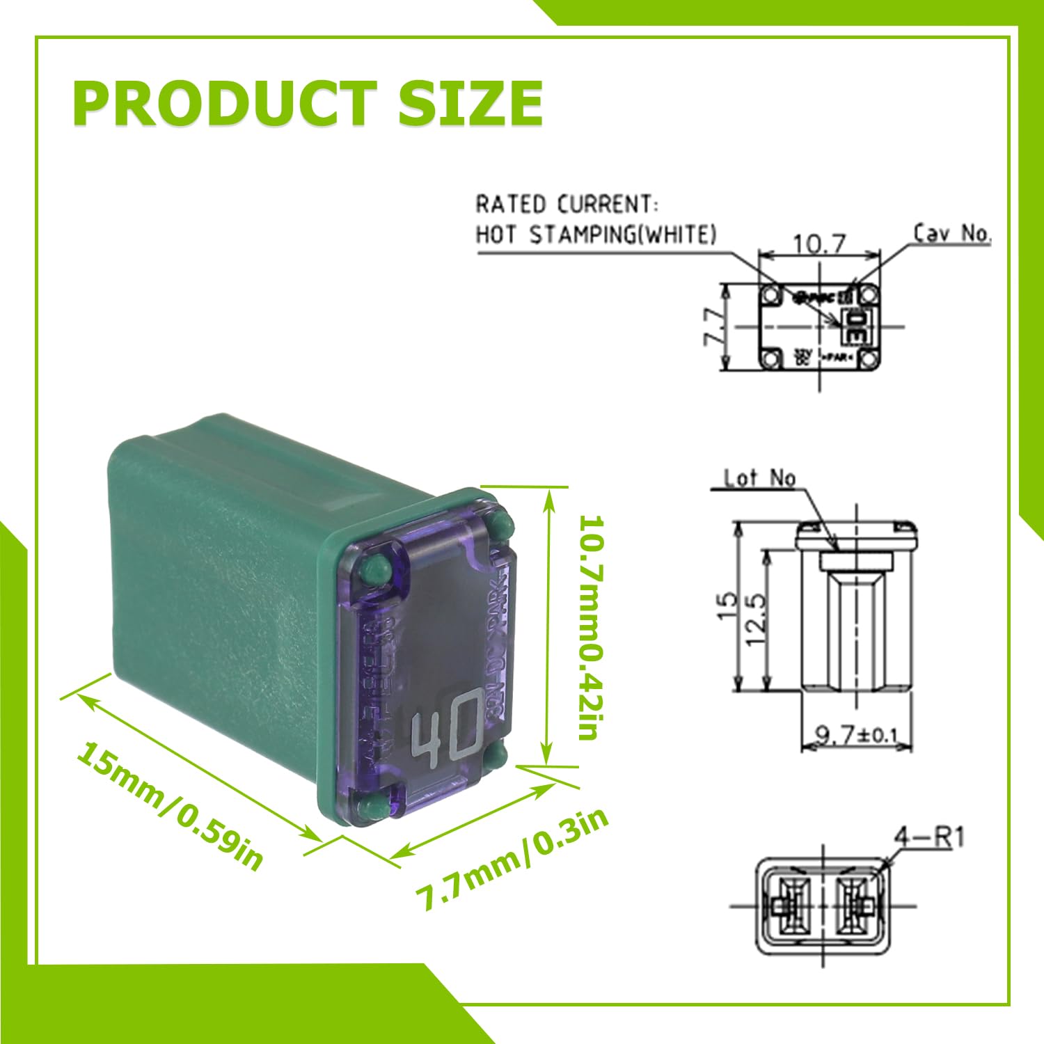 EPLZON 15A 20A 25A 30A 40A 32V FMM MCASE Micro Cartridge Fuses Low-Profile Fuses Kit(Pack of 10pcs)