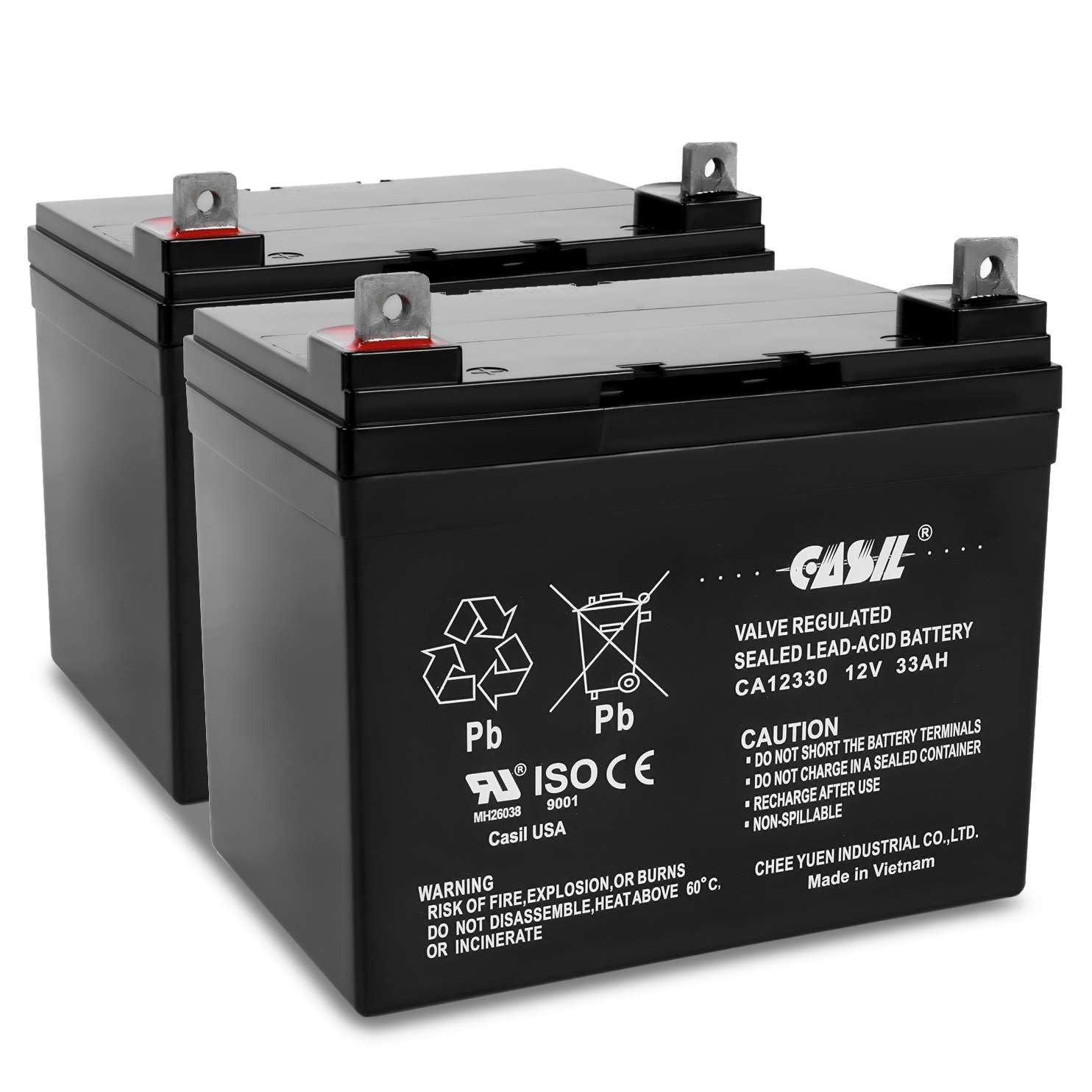 Casil 12V 33Ah Replacement Battery Compatible With John Deere, Craftsman, Husqvarna, Troy-Bilt, Huskee, Cub Cadet (2 Pack)