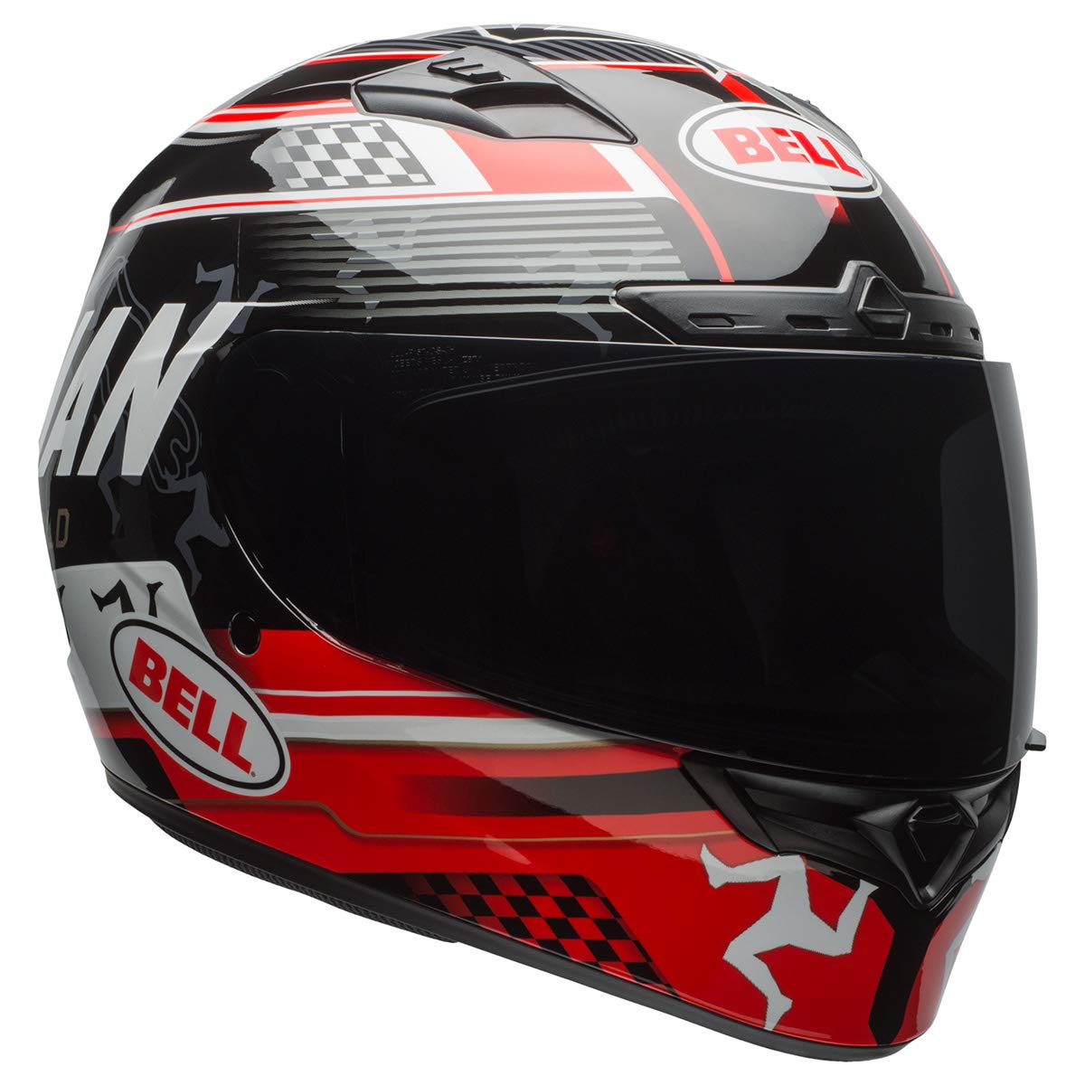 Bell Qualifier Dlx Full-Face Helmet Isle Of Man 17.0 Gloss Black/Red Extra Small