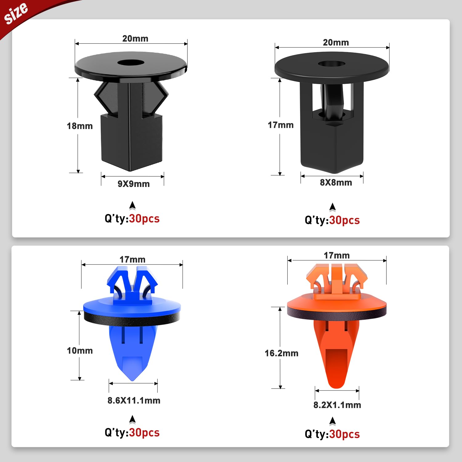 Nilight 120Pcs Car Bumper Retainer Clips Bumper Fender Liner Kit For Lexus Toyota 4Runner Tacoma Rav4 Scion 75495-35010 75397-35