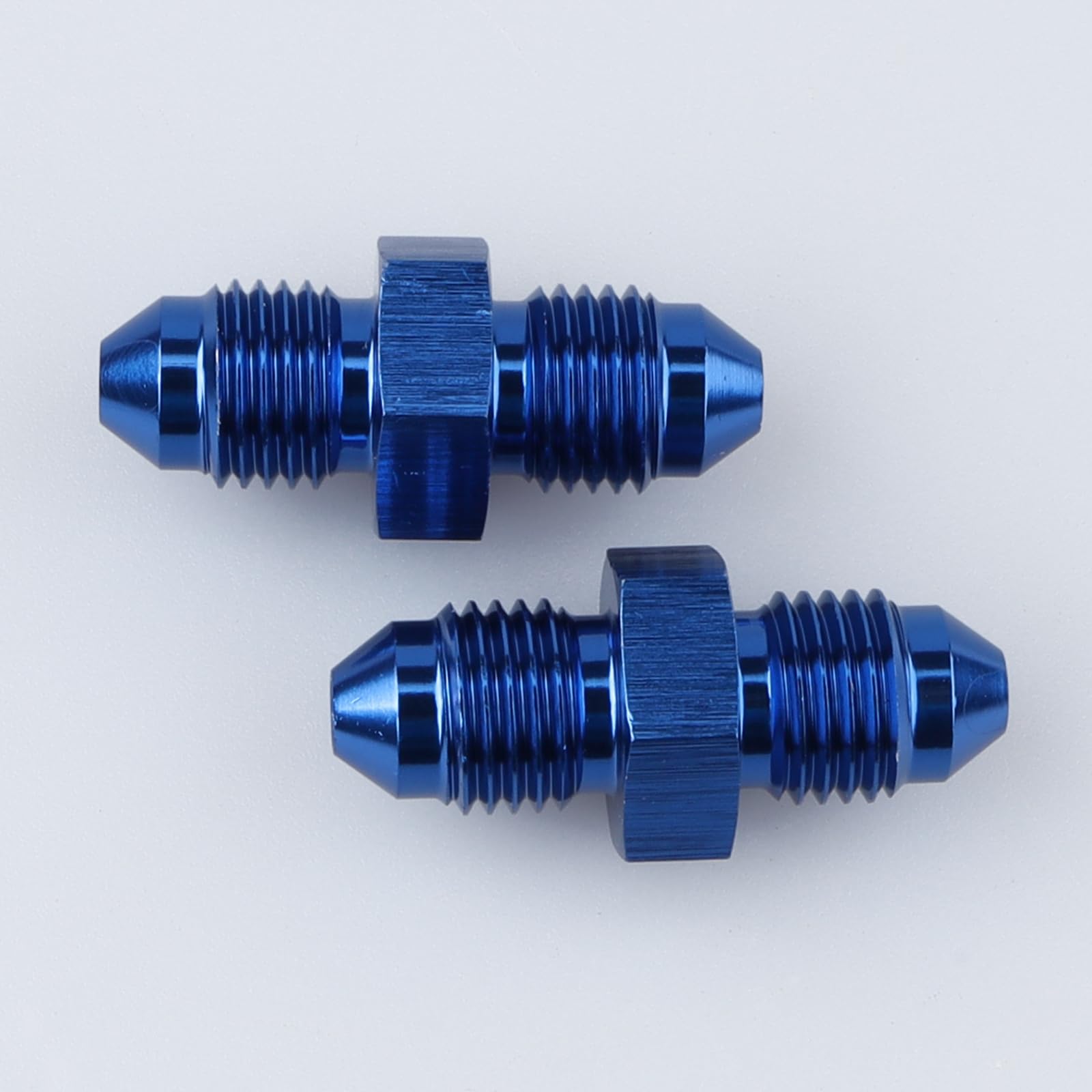 AC PERFORMANCE -3 AN Male Flare to -3 AN Male Coupling Hose Union Fuel Fitting Adapter Aluminum Blue, Pack of 2