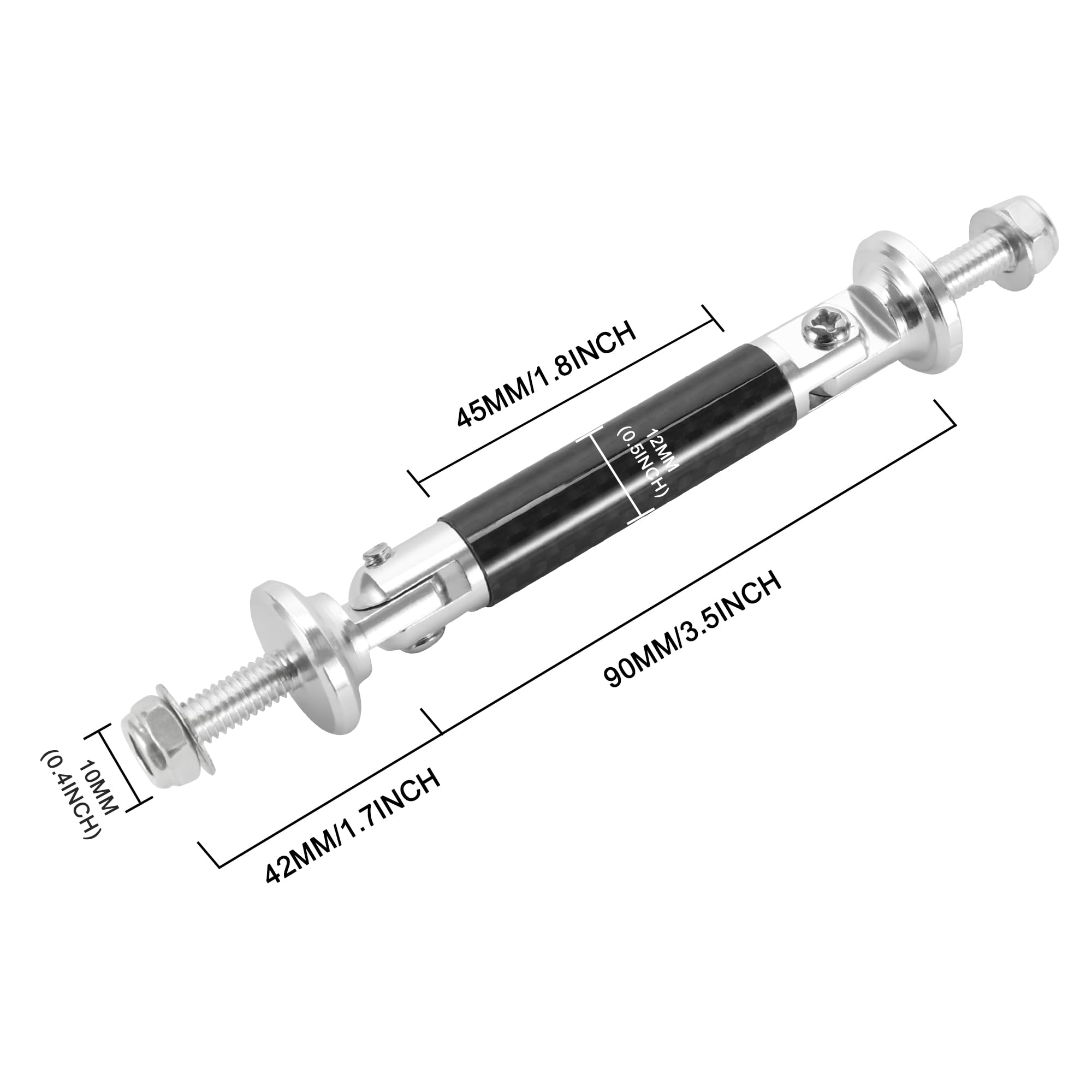 Tomall 2 Pcs 45Mm Car Adjustable Front/Rear Bumper Lip Splitter Support Strut Rod Carbon Fiber Silver Universal Auto Bumper Fast