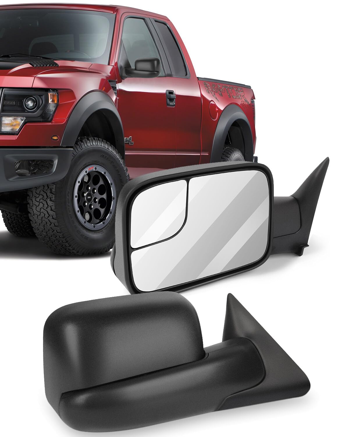 ECCPP Towing Mirrors Replacement fit for Dodge 94-01 for Ram 1500 94-02 for Ram 2500 3500 Pickup Truck Manual Towing Tow Mirrors