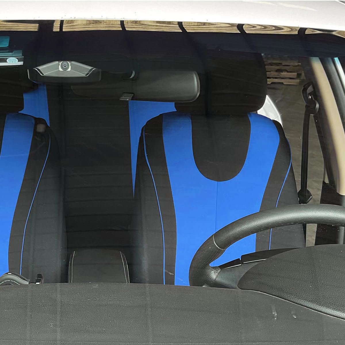 Car Seat Covers Full Set, Polyester Automotive Seat Covers, Breathable Waterproof Car Seat Cushion Protectors, Car Accessories Fits Most Vehicles, Suv, Truck (Blue/Front)