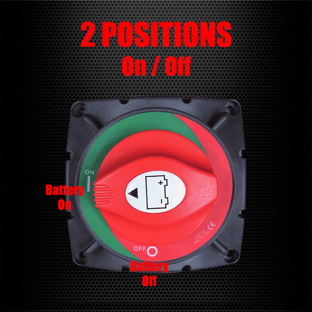 Ampper High Current Battery Switch, 12-48 V Battery Master Cut Disconnect Switch Isolator With Lugs For Marine Boat, Ship, Yacht