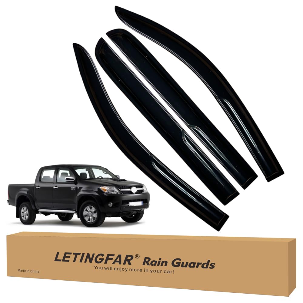 LETINGFAR Window Visors Rain Guards for Toyota Tacoma Crew Cab 2005 2006 2007 2008 2009 2010 2011 2012 2013 2014 2015 Accessorie