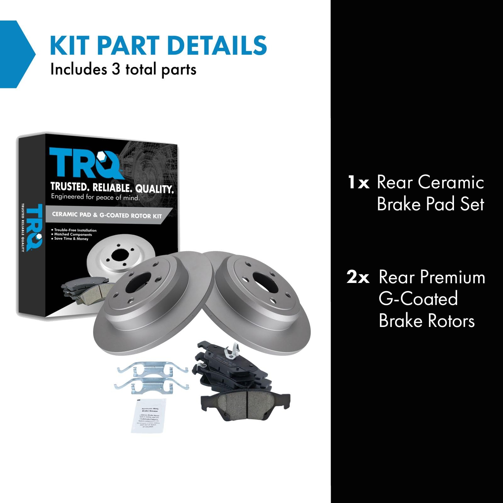Trq Rear Brake Pad & Rotor Kit Brake Pads Brake Rotor Ceramic Premium G-Coated Compatible With 2011-2020 Dodge Durango Jeep Gran