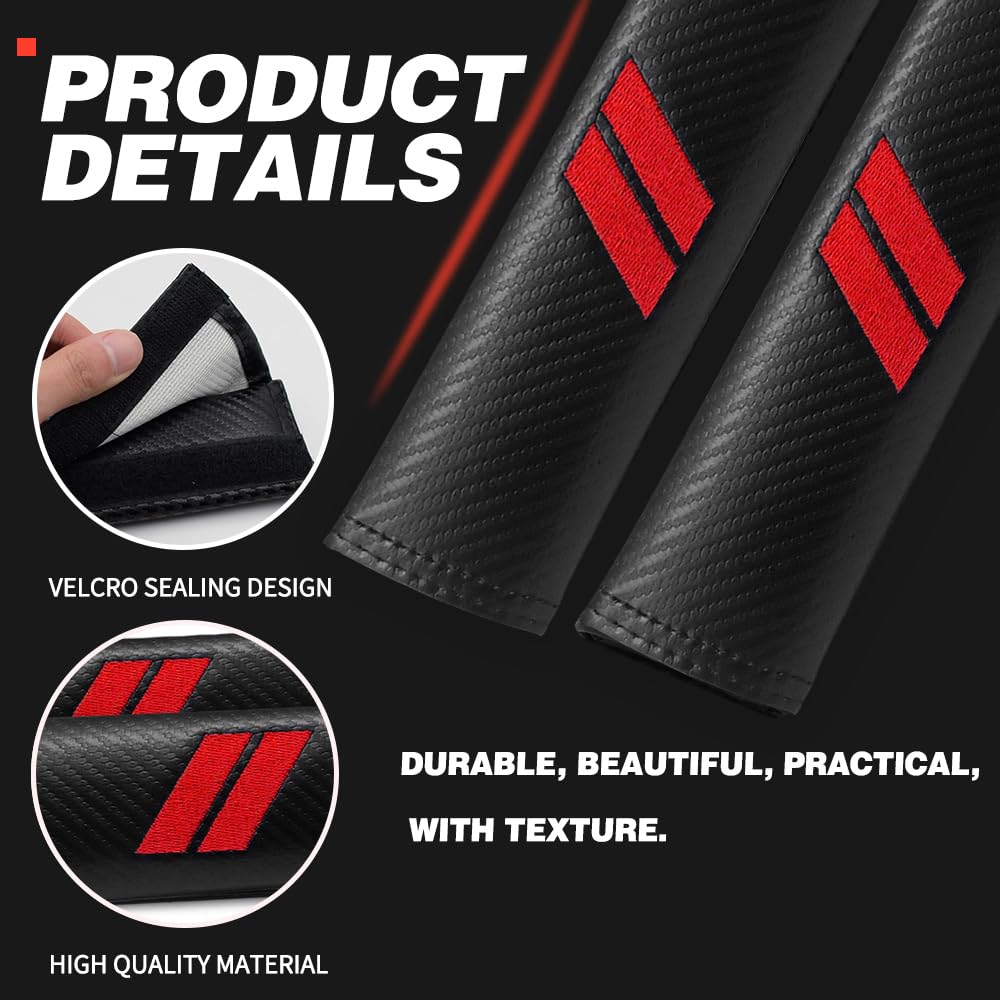 GZSH 2 PCS Seatbelt Covers for Dodge Charger/Durango/Challenger, Red Leather Seat Belt Pads, Model GZSH-6001