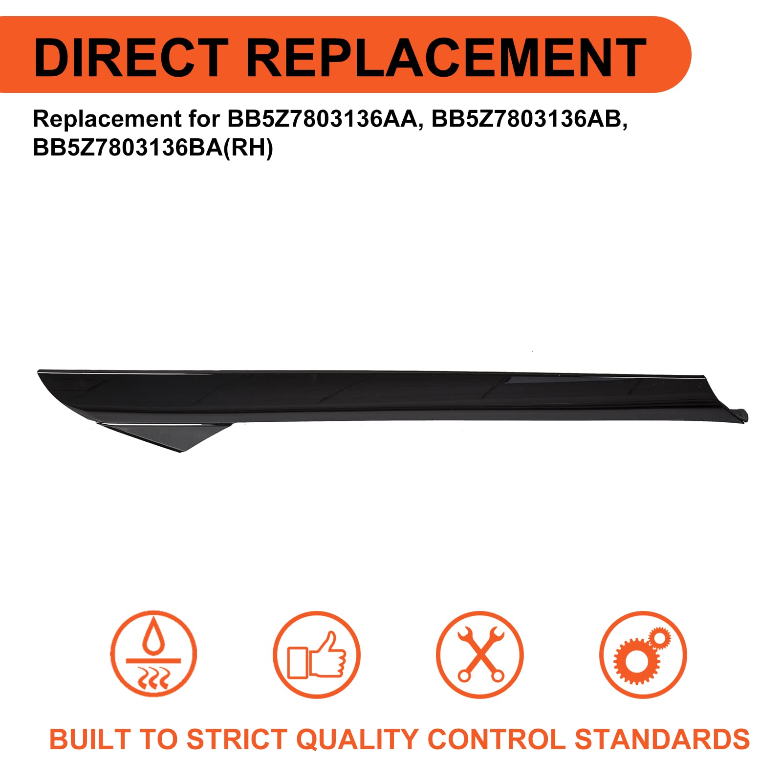 Right A-Pillar Molding Windshield Outer Trim Compatible With 2011-2019 Ford Explorer 4 Door Utility Replace For Bb5Z-7803145-Aa,