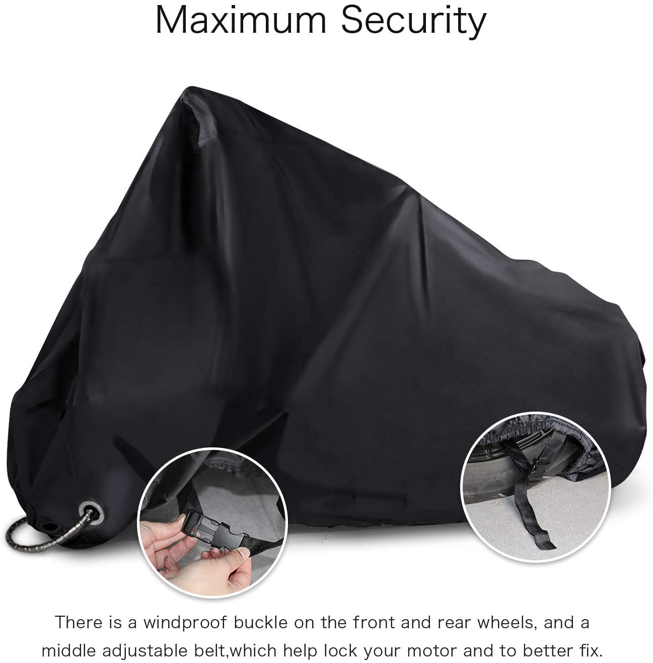 New Generation Motorcycle Cover ! XYZCTEM All Weather Black XXXL Large-Heavy Duty Waterproof Outdoor Protects Fits up to 118 inc