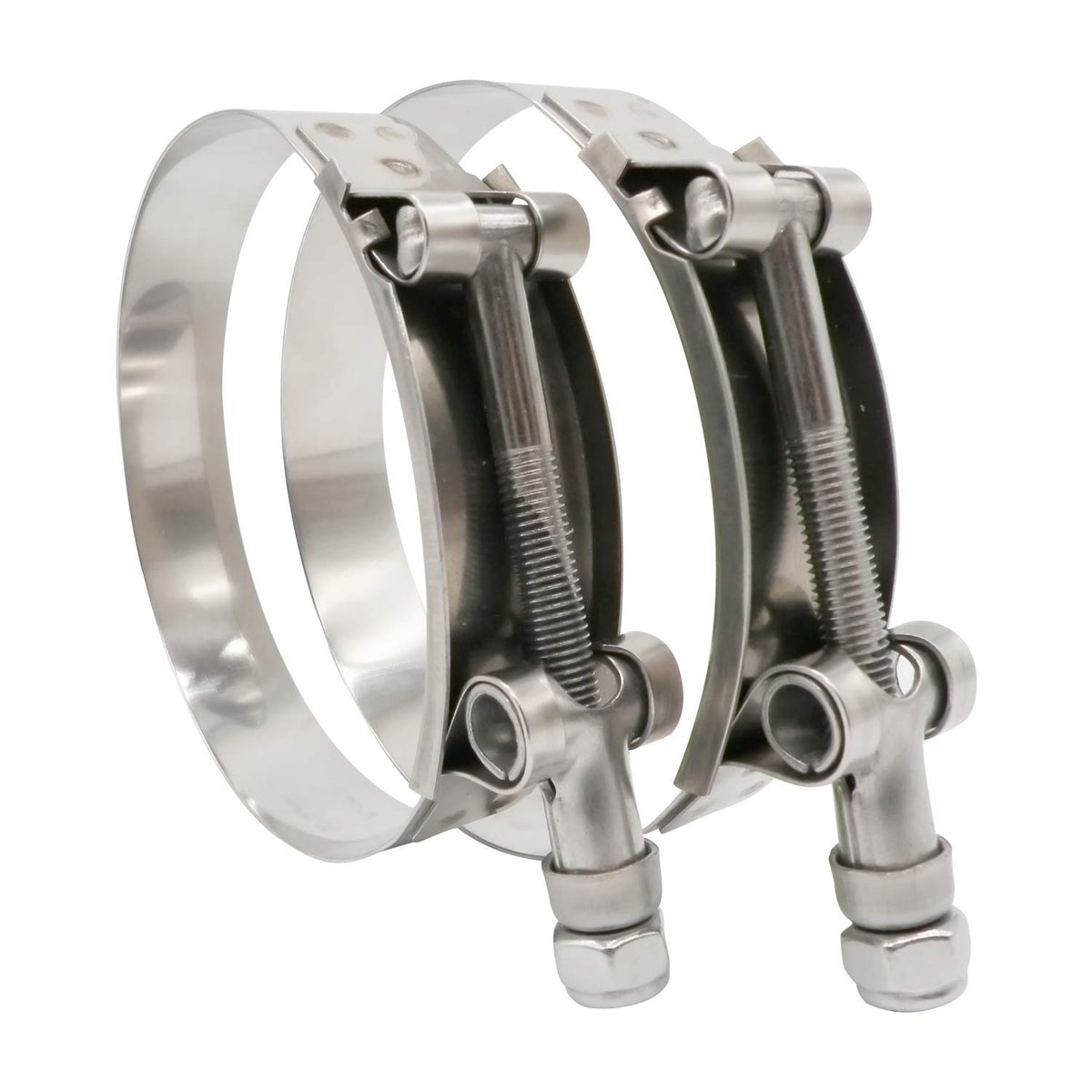 ROADFORMER 148mm - 155mm T-Bolt Hose OD Clamp - Working Range 5.81 - 6.12 for 6 inch Hose OD, Stainless Steel Bolt, SS Band 