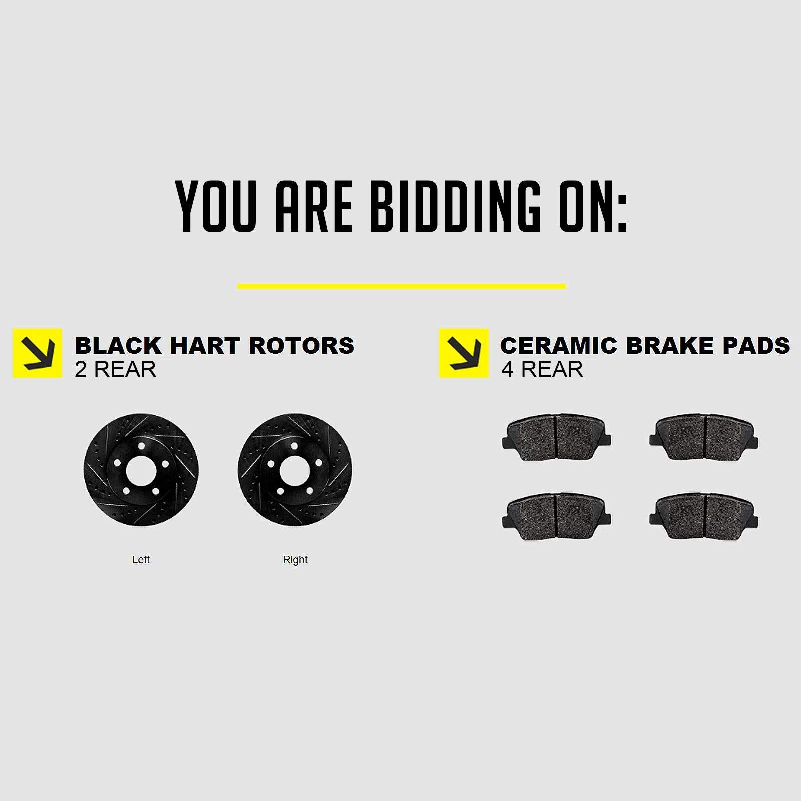 Hart Brakes Rear Brakes And Rotors Kit |Rear Brake Pads| Brake Rotors And Pads| Ceramic Brake Pads And Rotors |Fits 2007-2017 Ac