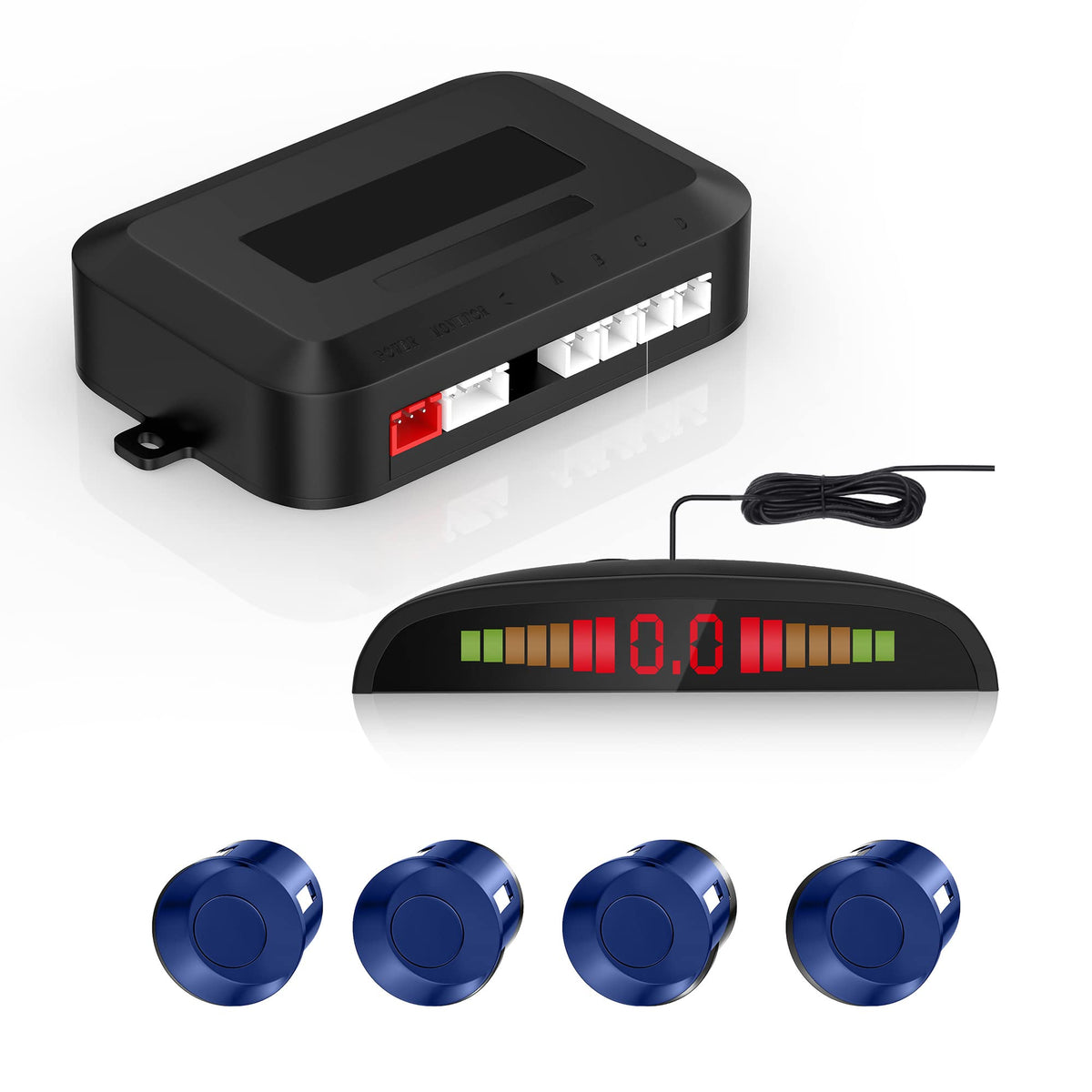EKYLIN Car Auto Vehicle Reverse Backup Radar System with 4 Parking Sensors Distance Detection + LED Distance Display + Sound War