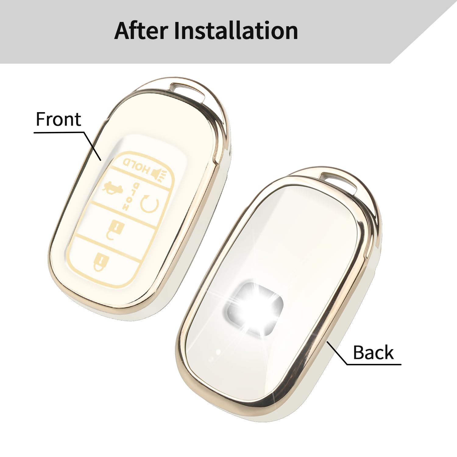 Qbuc For Honda Key Fob Cover, Soft Tpu Car Key Case Protector With Leather Keychain Compatible With 2022 2023 Honda Accord Civic