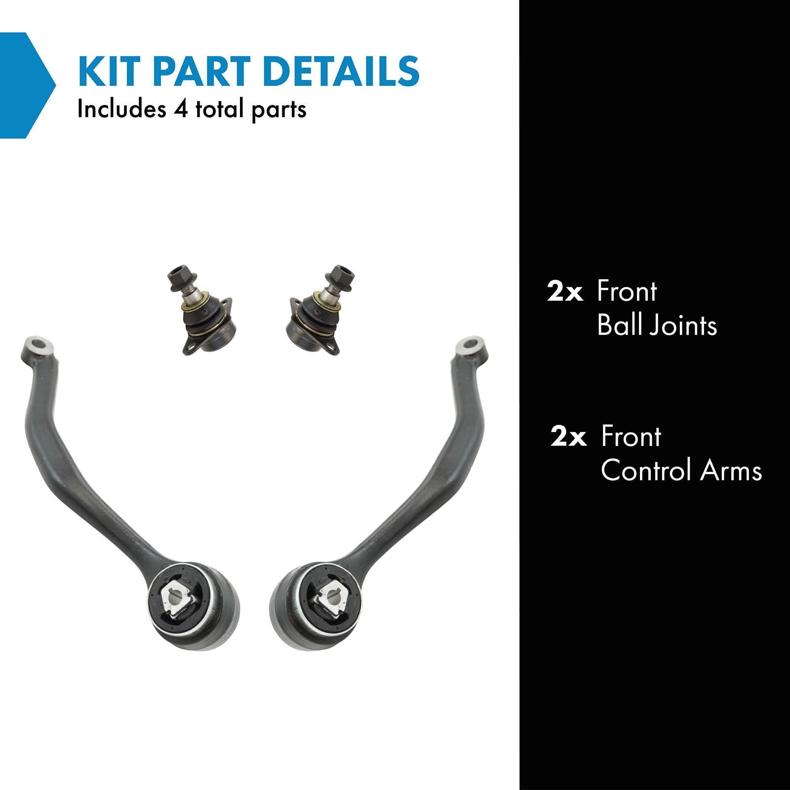 TRQ Front Control Arm with Ball Joint Set Compatible with 2004-2007 BMW X3