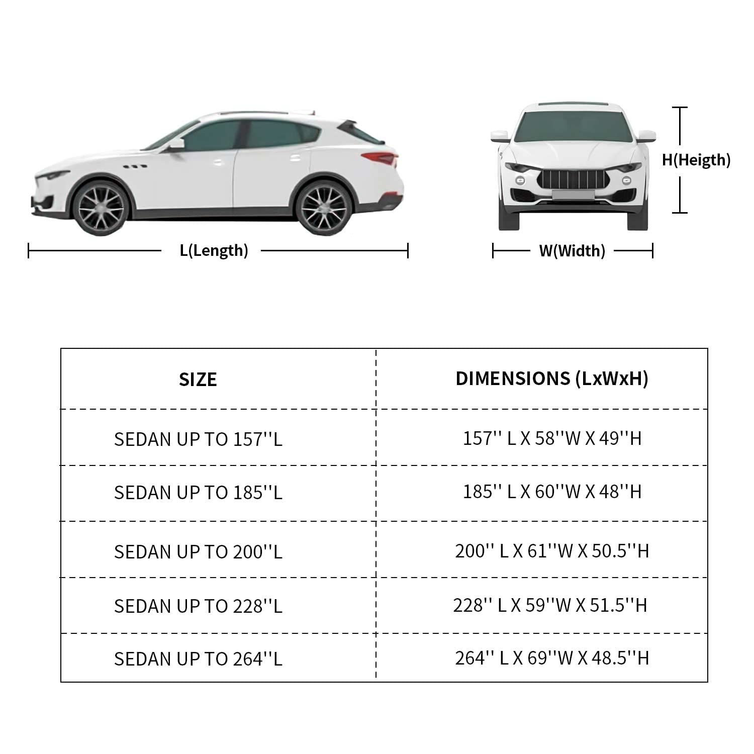 Leader Accessories Car Covers For Automobiles All-Weather Limited Waterproof, Breathable Full-Exterior Covers For Indoor And Outdoor Use, Fits Sedans 171-185