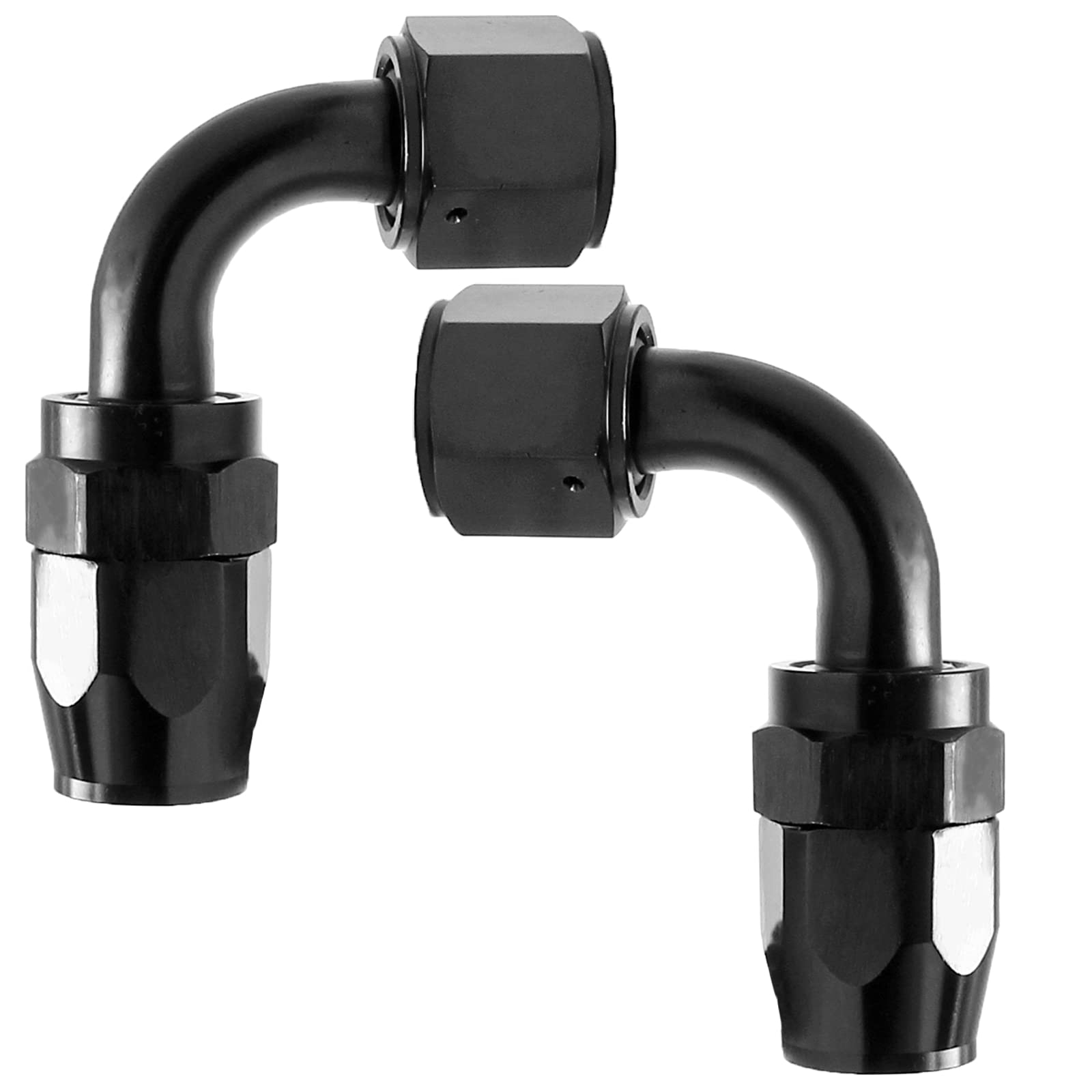 Shineyoo 8An 90 Degree Swivel Hose End Fitting 2 Pcs For Braided Fuel Oil Line End 8An Fittings Aluminum Black