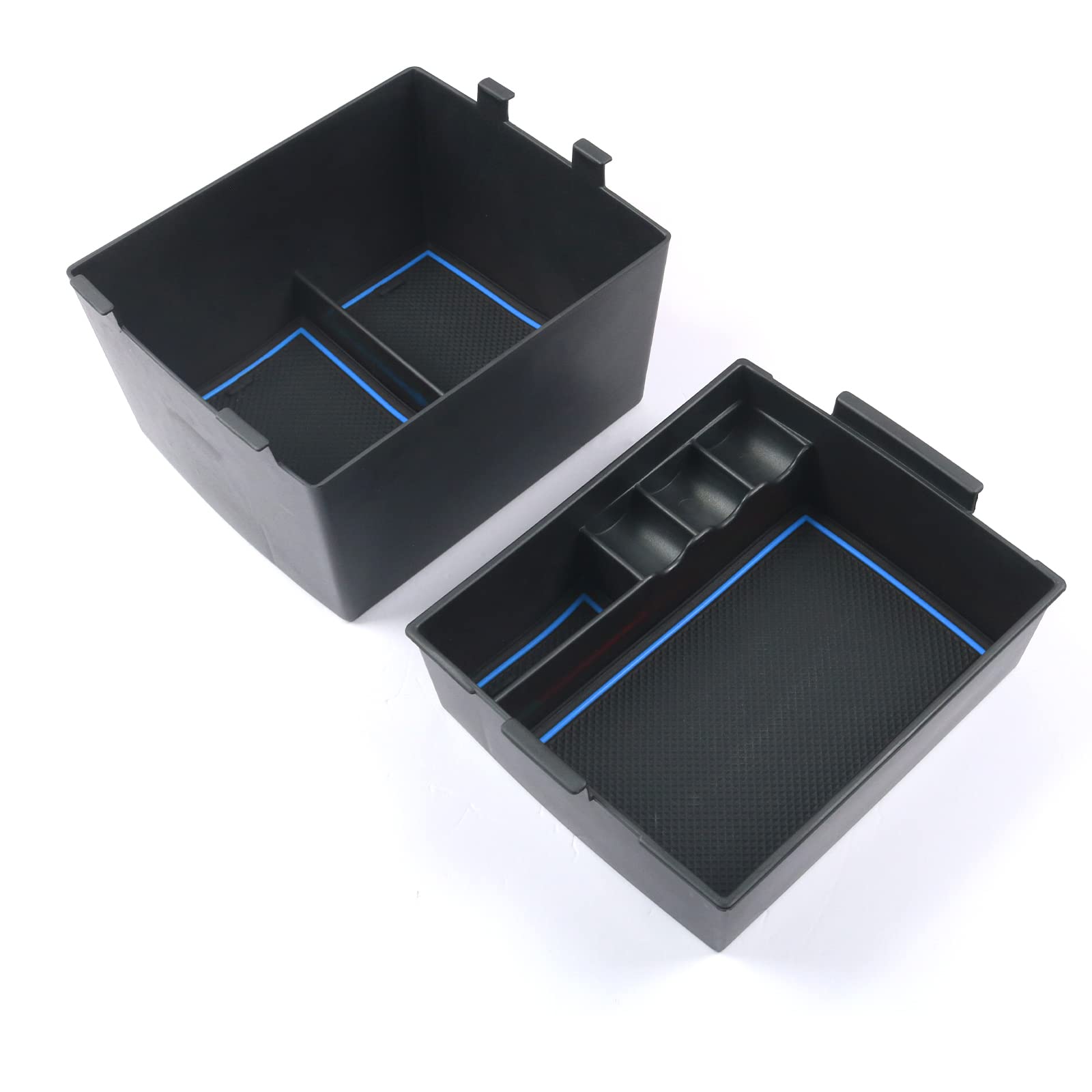 Cdefg For 2022 2023 Maverick Pickup Truck Center Console Organizer Tray 2022 Fo*Rd Maverick Armrest Trays Storage Box Coin Container 2022 2023 Maverick Truck Interior Accessories, 2-Pack (Blue Trim)