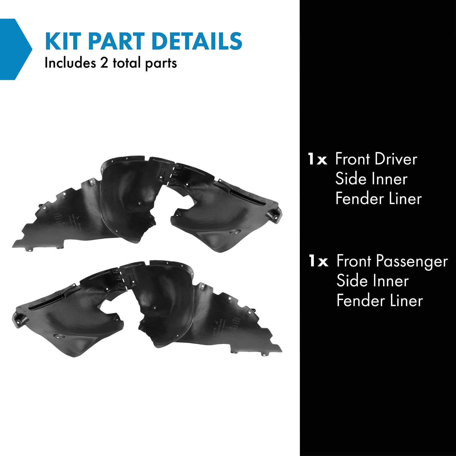 Trq Front Inner Fender Liner Set Compatible With 2010-2013 Buick Lacrosse Gm1248227 Gm1249227