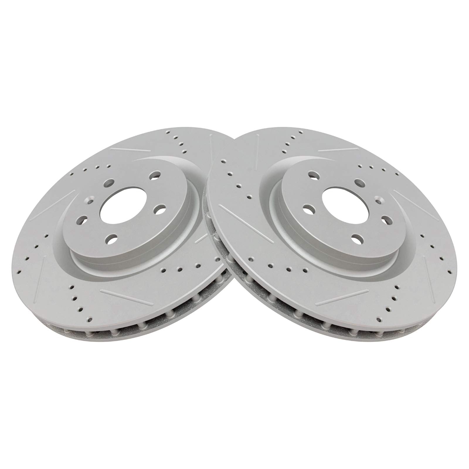 Trq Front Performance Brake Rotors Set Vented Premium G-Coated Cross Drilled & Slotted Compatible With 2012-2013 Buick Regal 201
