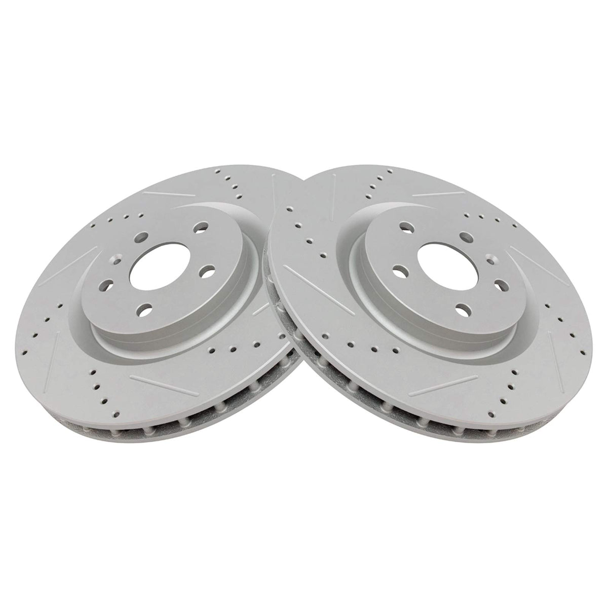 Trq Front Performance Brake Rotors Set Vented Premium G-Coated Cross Drilled & Slotted Compatible With 2012-2013 Buick Regal 201