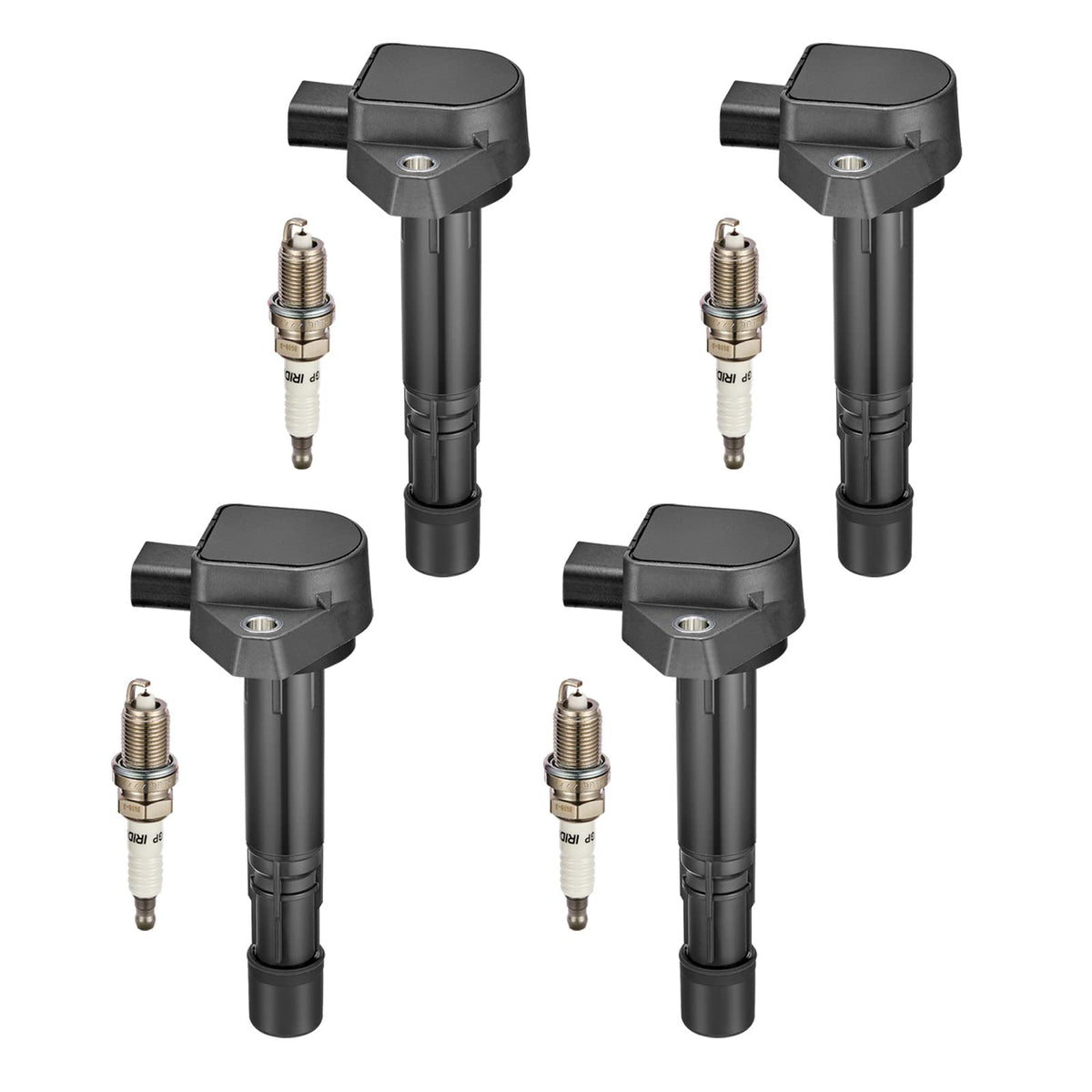BDFHYK Ignition Coil Pack and Iridium Spark Plugs Compatible With 2001-2005 Acura EL 2001-2005 Honda Civic 1.7L L4 UF400 ZFR6FGP