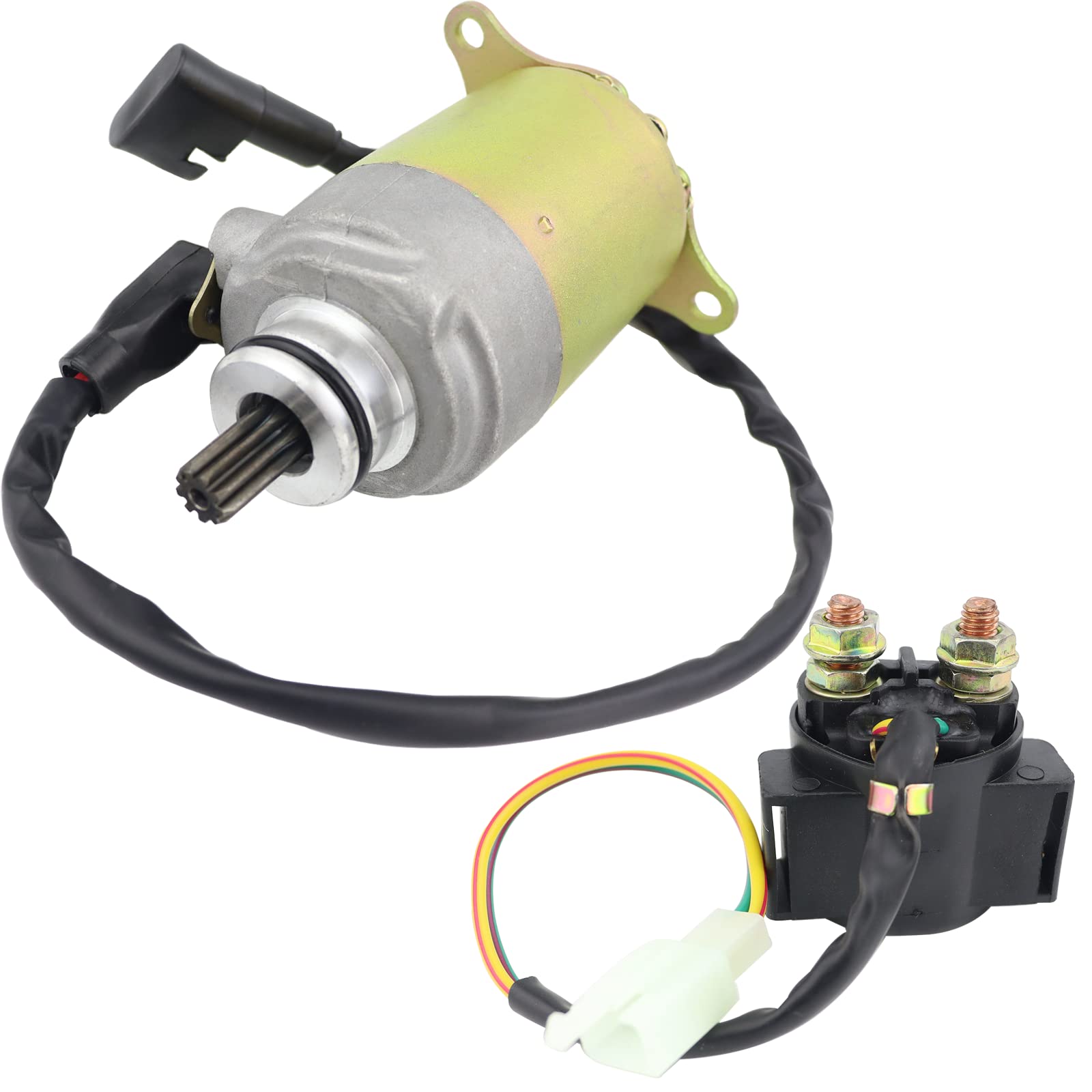 STABSOLI Starter Motor & Solenoid Relay Fit for GY6 Engine 125CC 150CC ATV Scooter Moped Go Kart Quad 4 Wheelers Taotao SUNL Coo
