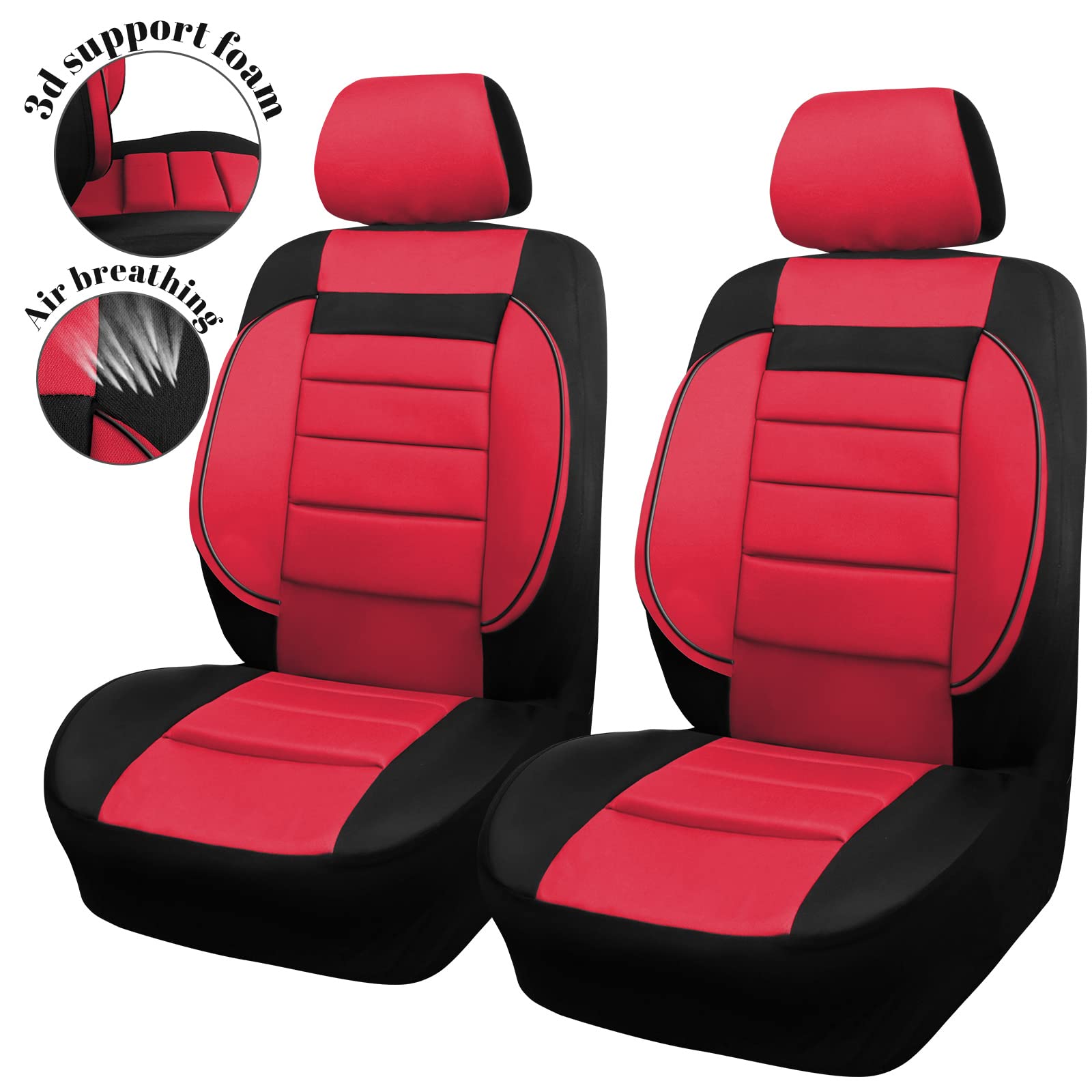 Car Pass 3D Foam Back Support,Universal Two Front Car Seat Cover Cloth -100% Comfortable &Breathable& All Season. Fit Automotive