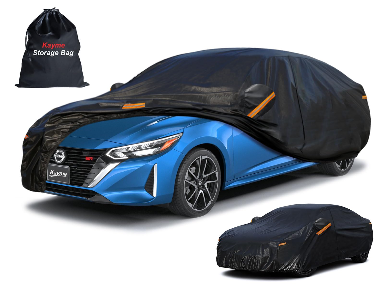 Kayme 7 Layers Heavy Duty Car Cover Waterproof All Weather, Outdoor Full Exterior Cover Fit For Toyota Corolla, Nissan Sentra, H