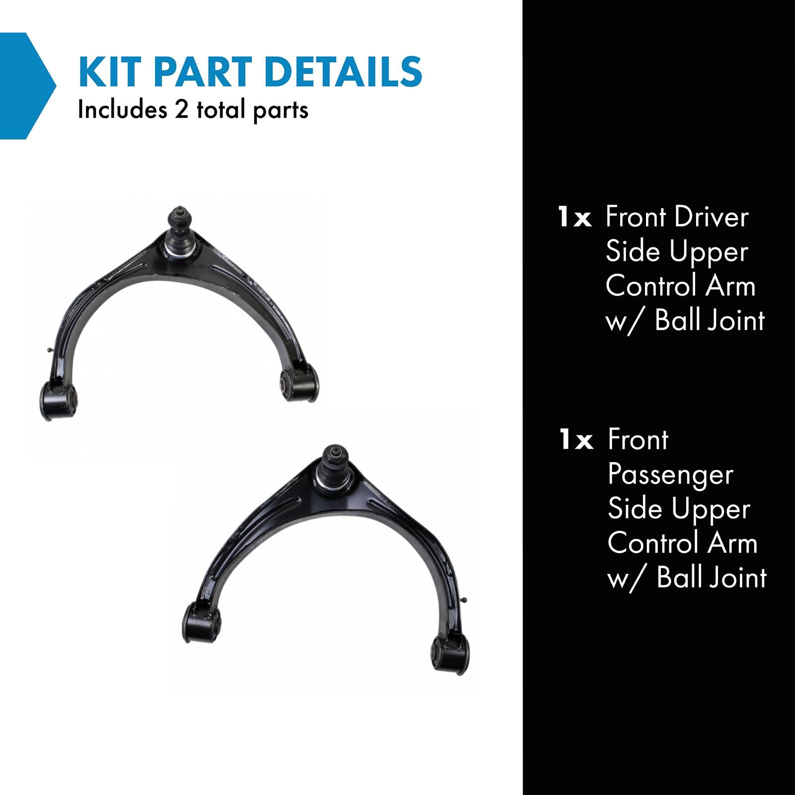 Trq Front Upper Control Arm With Ball Joint Set Compatible With 2009-2010 Dodge Ram 1500 2011-2018 Ram 1500 2019-2023 1500 Class